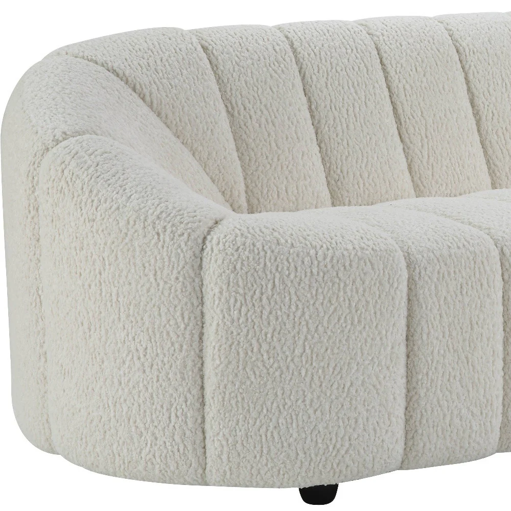 White Sherpa Sofa With Black Legs By Homeroots - Image 4