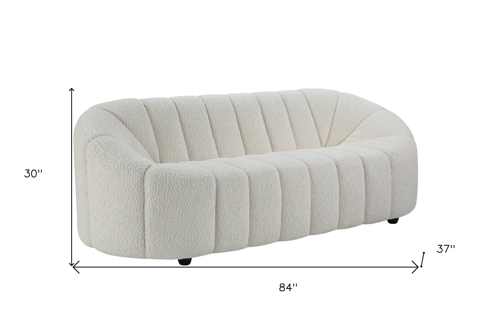 White Sherpa Sofa With Black Legs By Homeroots - Image 5