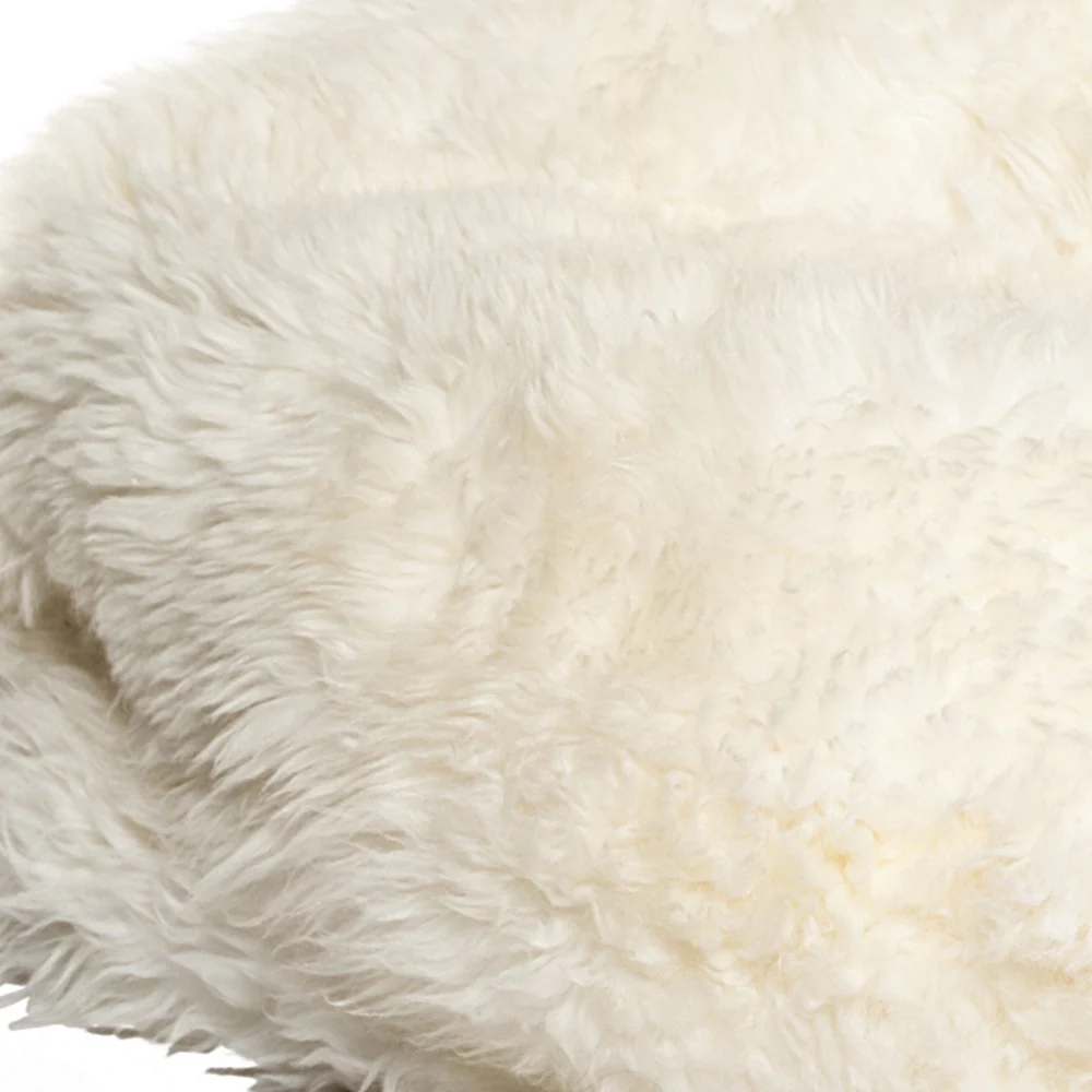 White Short-Hair Sheepskin Bean Bag By Homeroots - Image 5