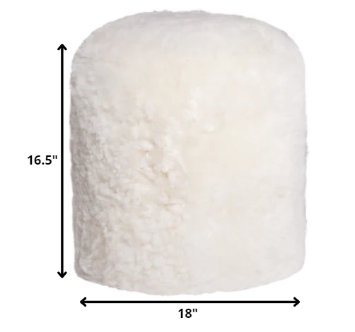 White Short-Hair Sheepskin - Stump Pouf By Homeroots - Image 2