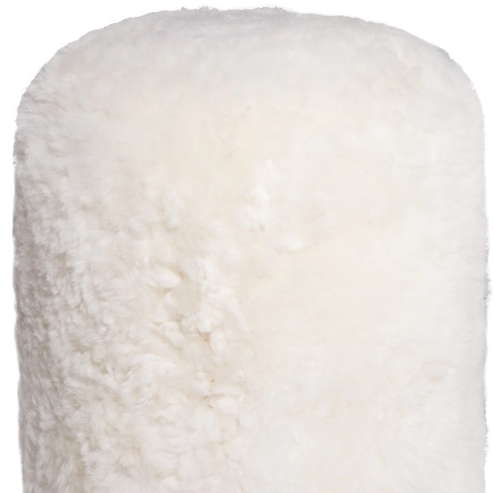 White Short-Hair Sheepskin - Stump Pouf By Homeroots - Image 4