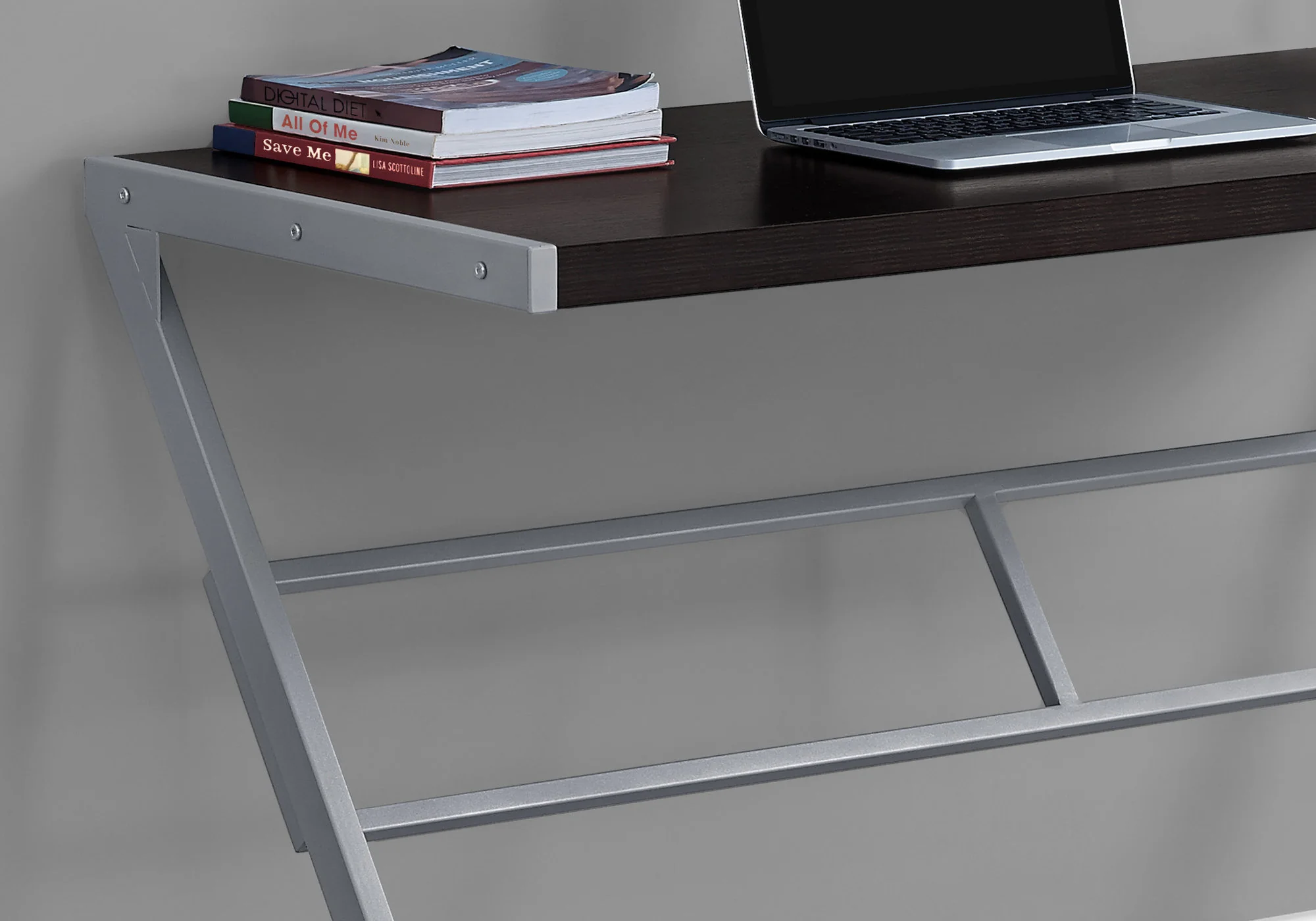 White Silver Mdf Metal Computer Desk By Homeroots - Image 10
