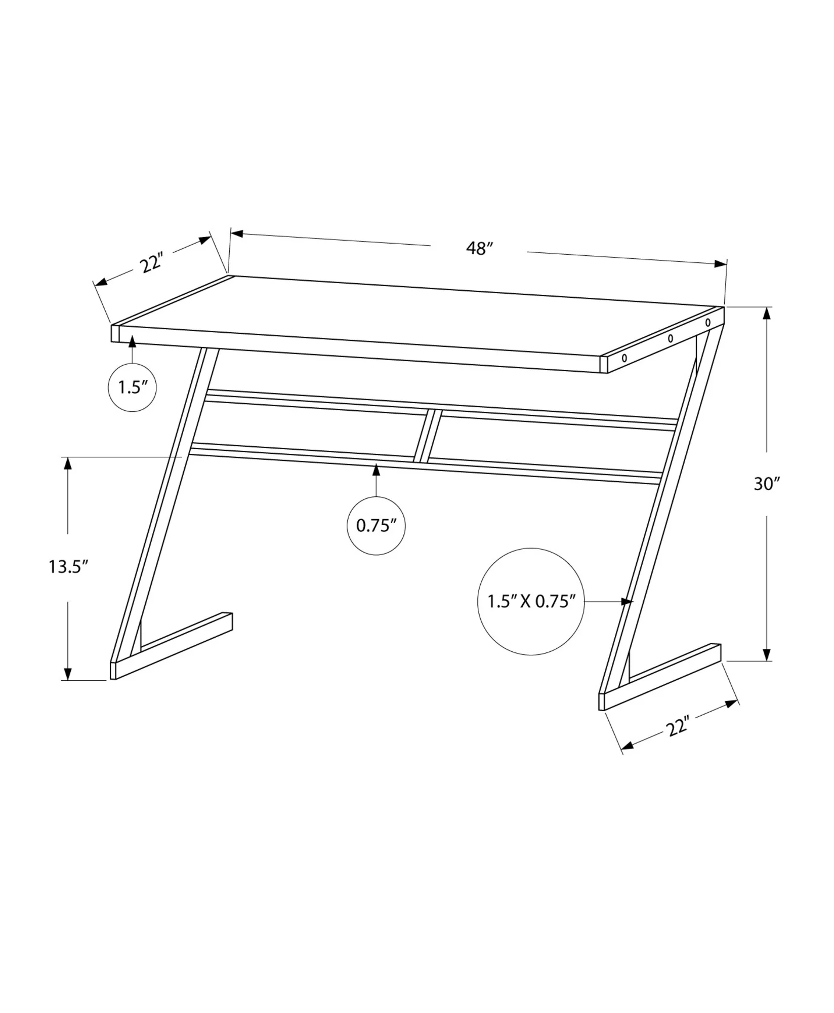 White Silver Mdf Metal Computer Desk By Homeroots - Image 7