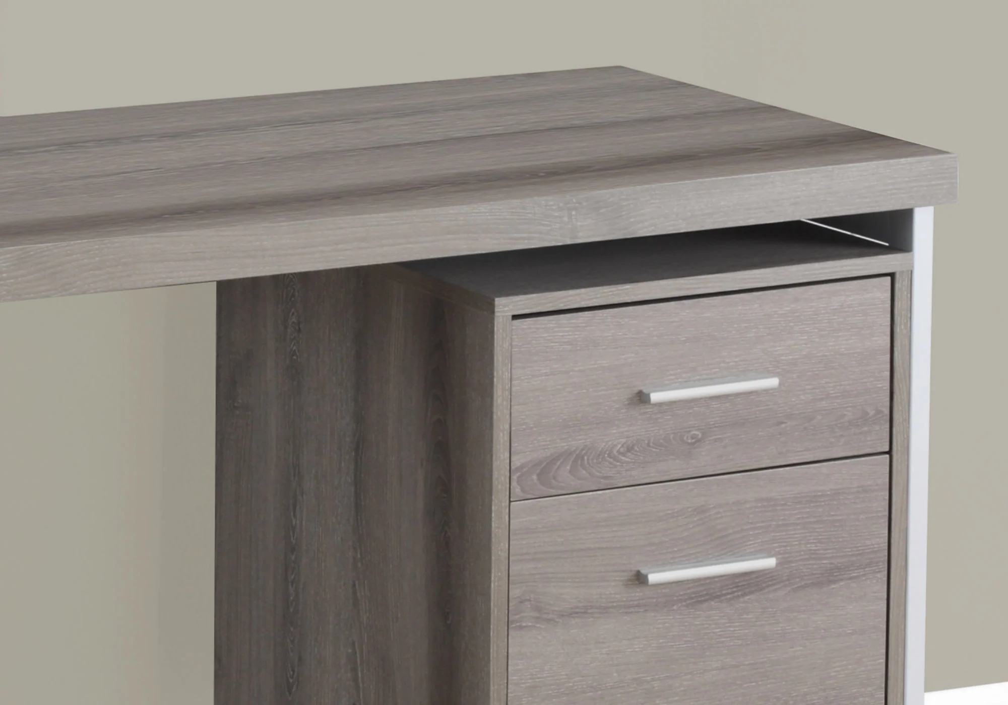 White Silver Particle Board Hollow Core Metal Computer Desk By Homeroots - Image 6