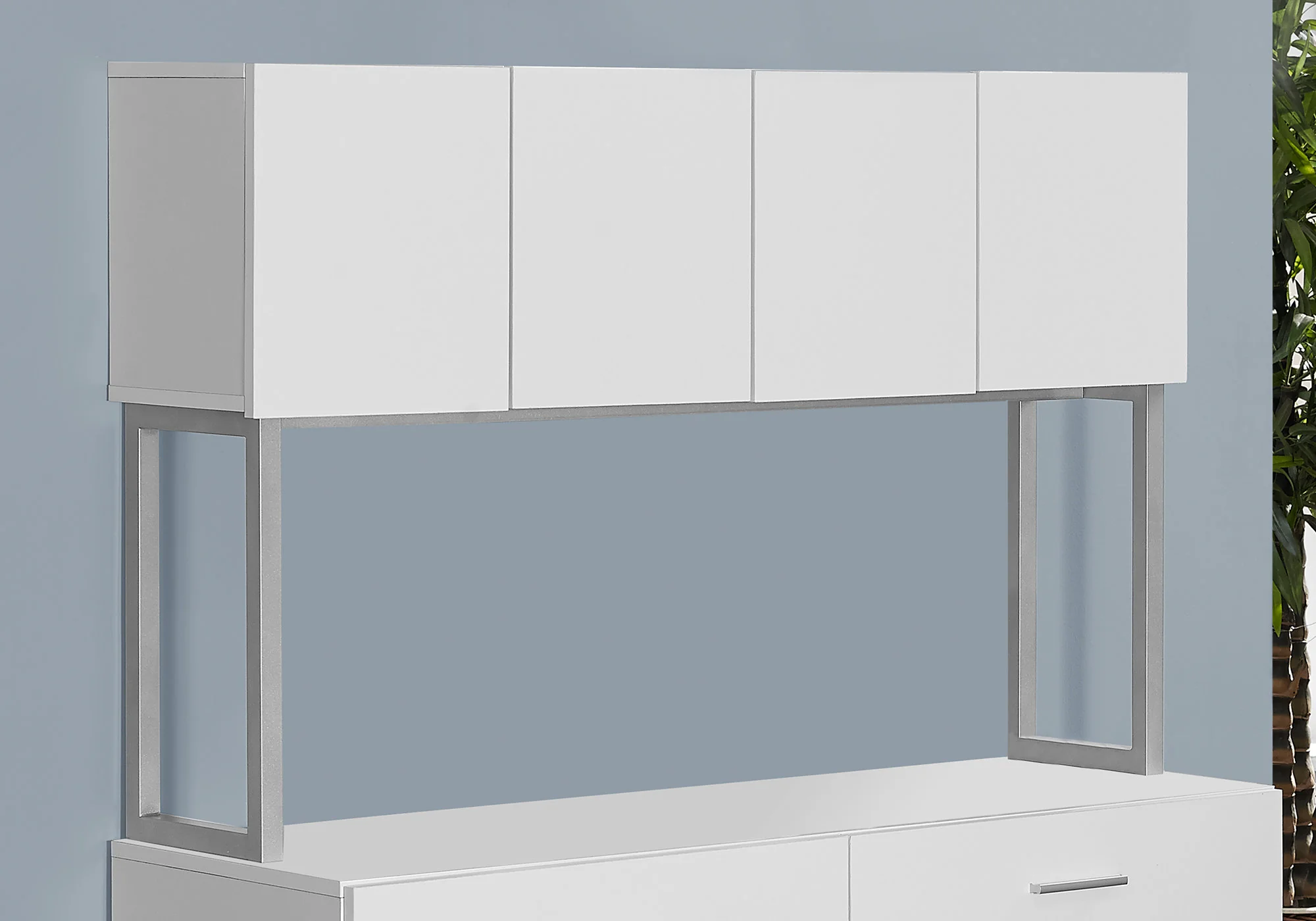White Silver Particle Board Hollow Core Metal Office Cabinet By Homeroots - Image 2