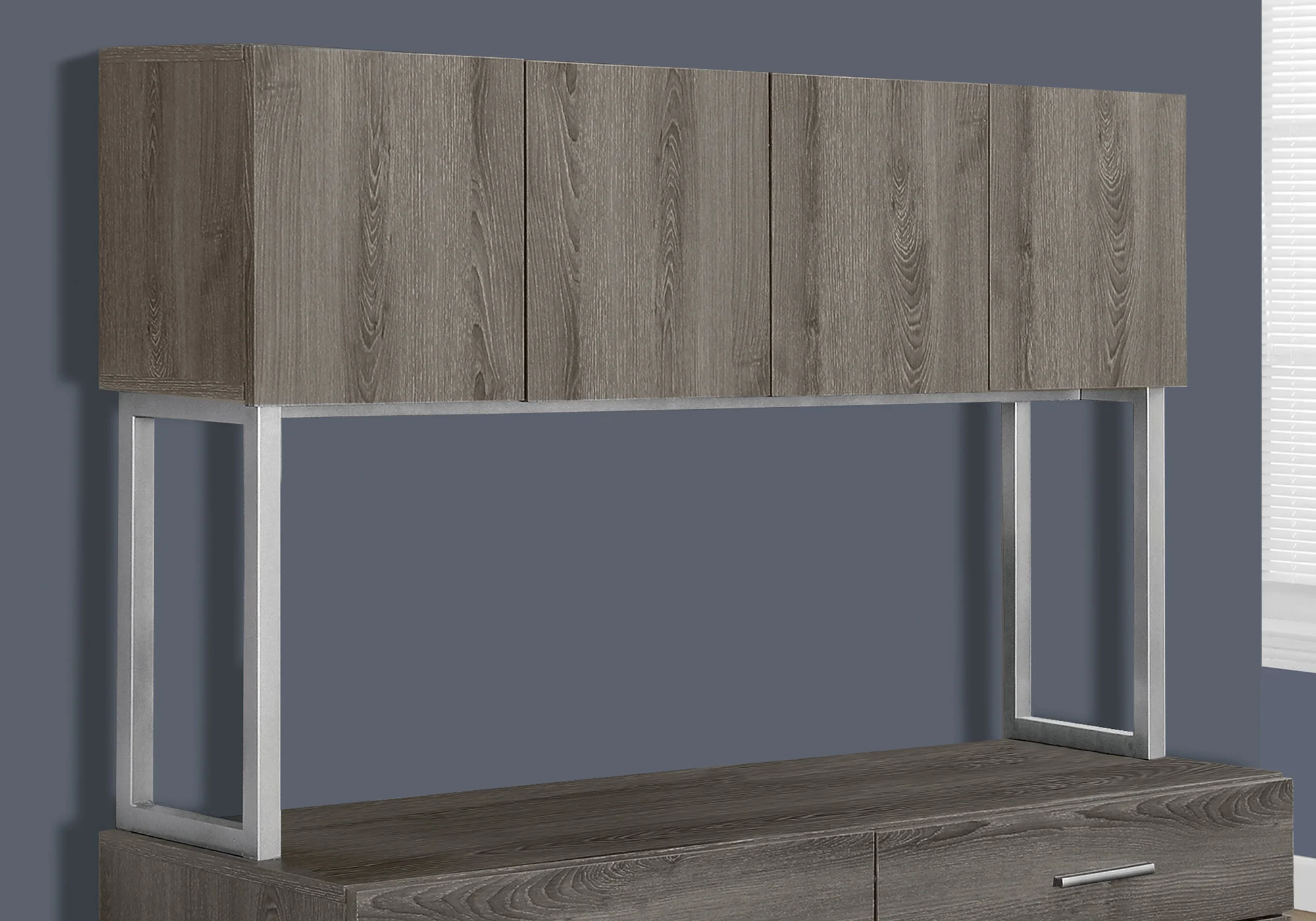 White Silver Particle Board Hollow Core Metal Office Cabinet By Homeroots - Image 6