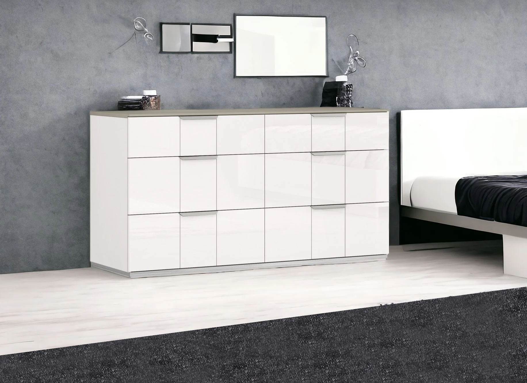 White Six Drawer Double Dresser By Homeroots - Image 2