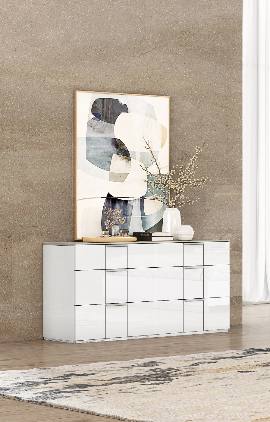 White Six Drawer Double Dresser By Homeroots - Image 3