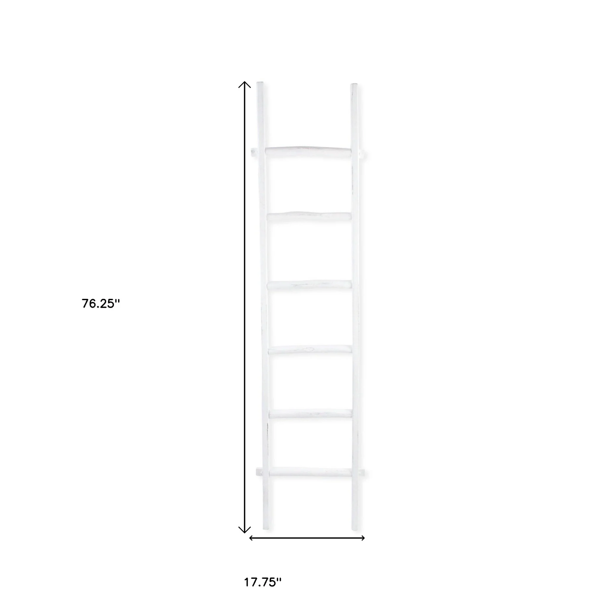 White Six Step Solid Wood Decorative Ladder By Homeroots - Image 6
