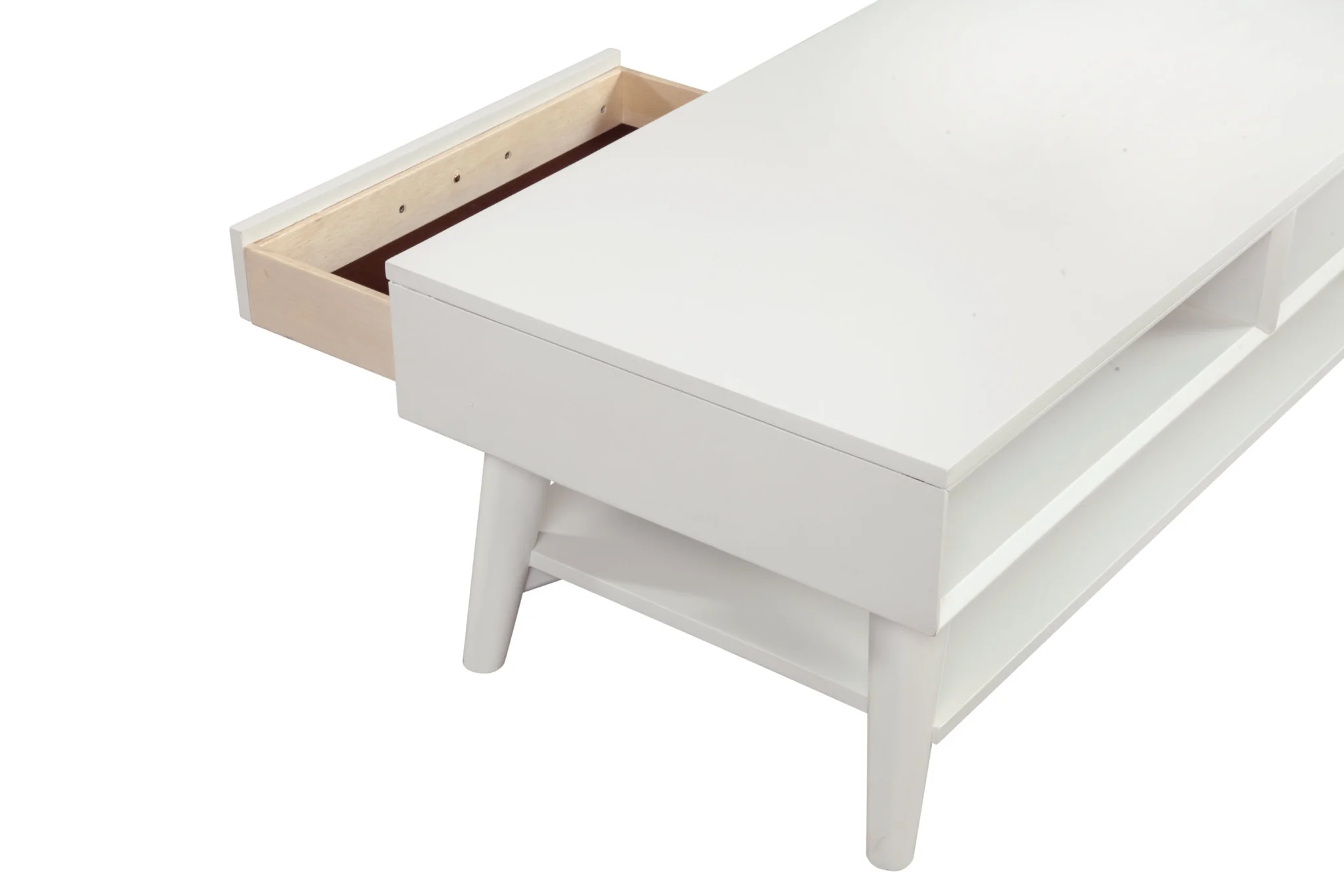 White Solid And Manufactured Wood Coffee Table With Drawer By Homeroots - Image 3