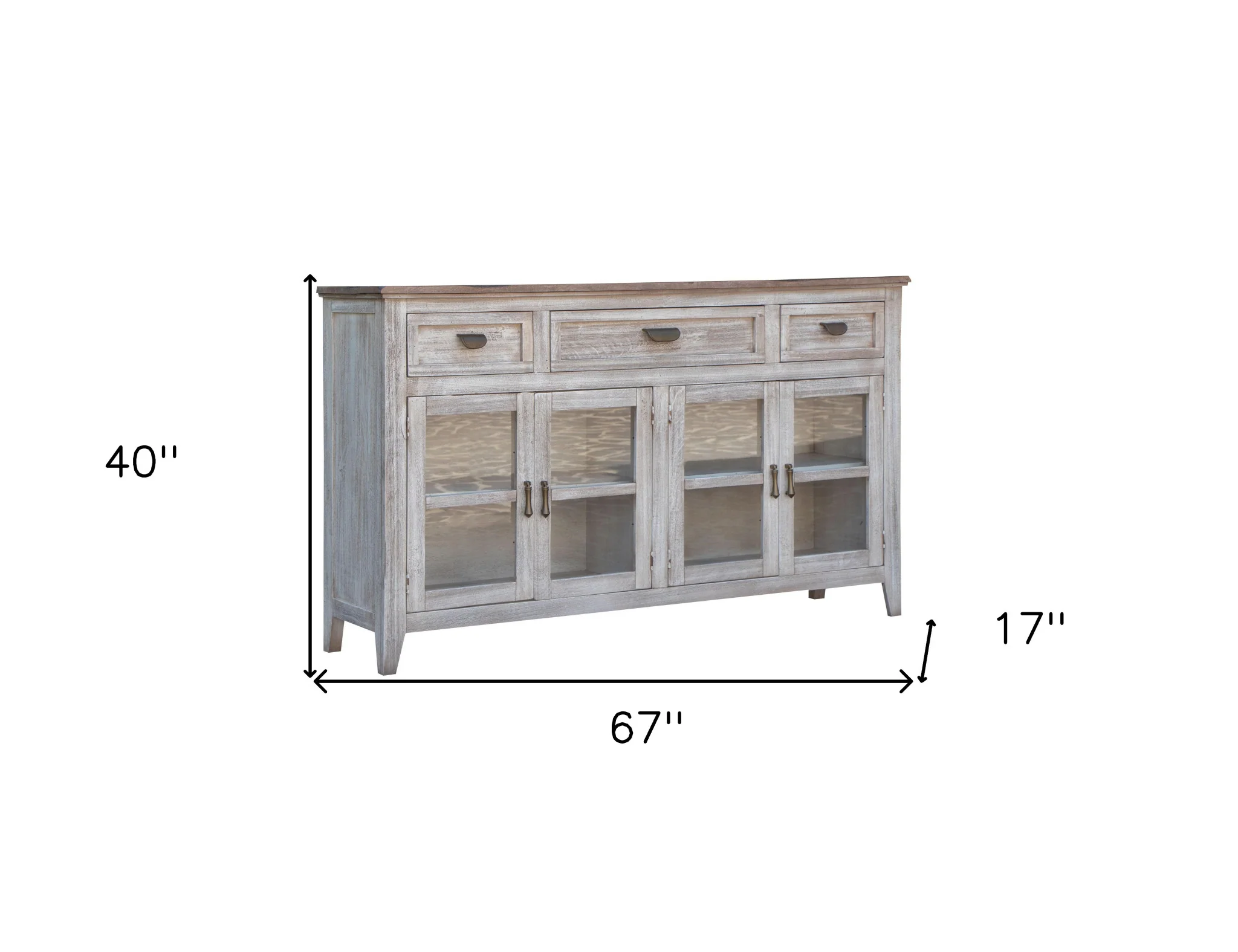 White Solid and Manufactured Wood Distressed Credenza By Homeroots - Image 4