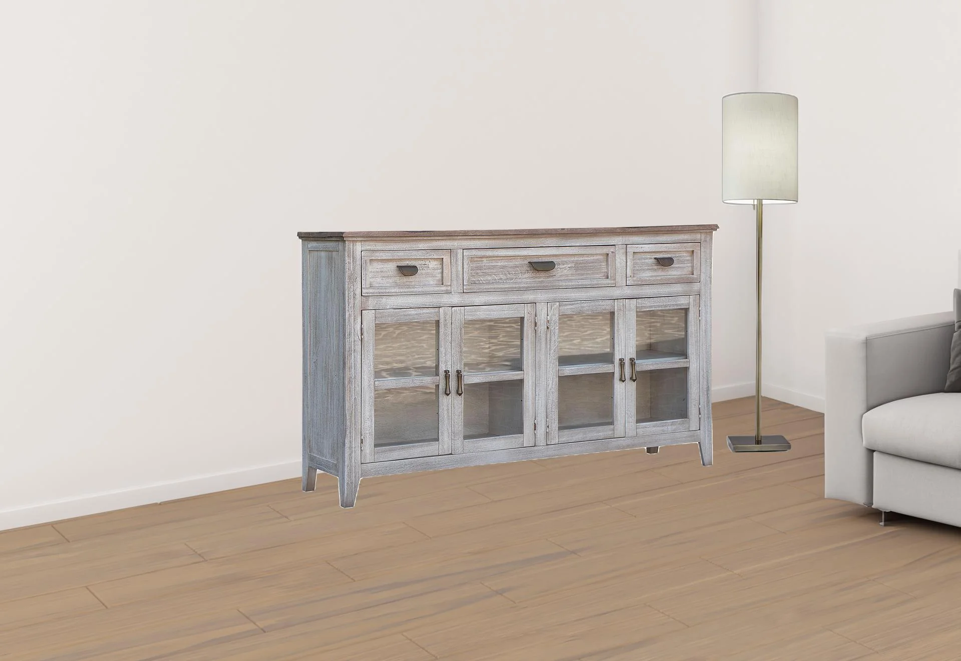 White Solid and Manufactured Wood Distressed Credenza By Homeroots - Image 5