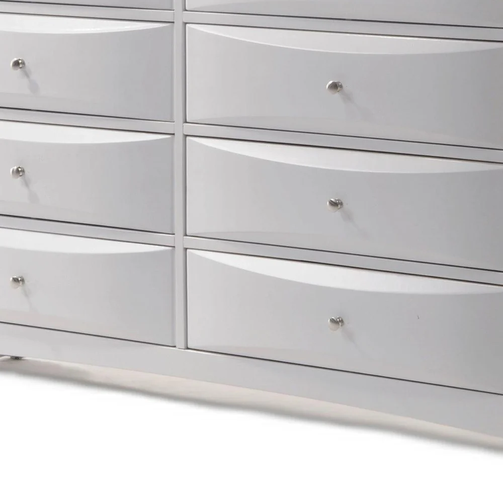 White Solid and Manufactured Wood Eight Drawer Double Dresser By Homeroots - Image 3