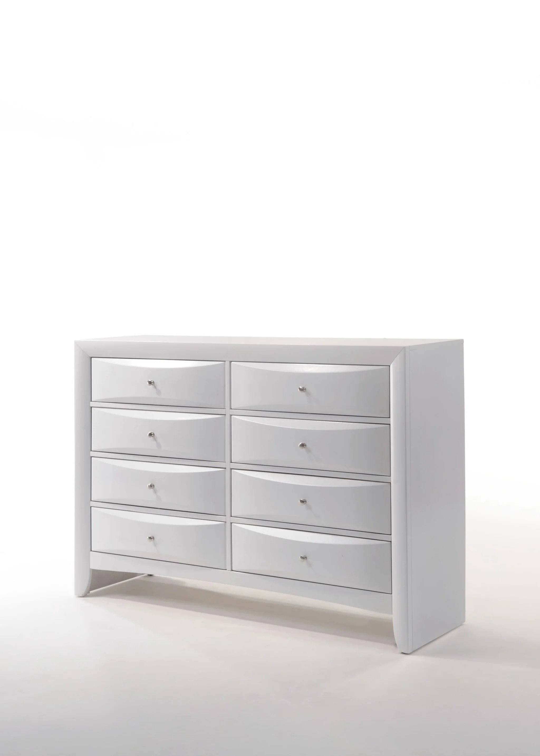 White Solid and Manufactured Wood Eight Drawer Double Dresser By Homeroots - Image 4