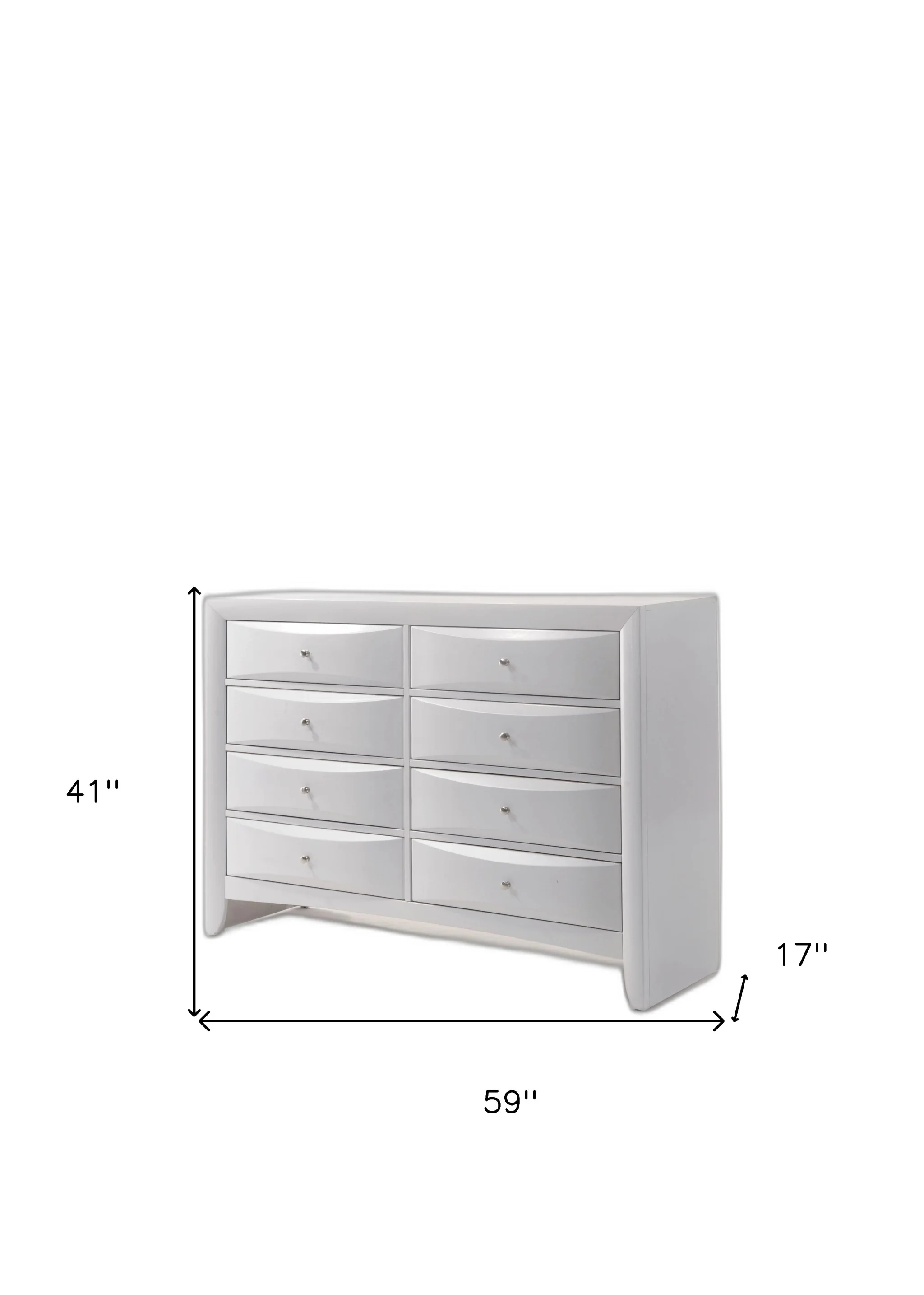 White Solid and Manufactured Wood Eight Drawer Double Dresser By Homeroots - Image 5