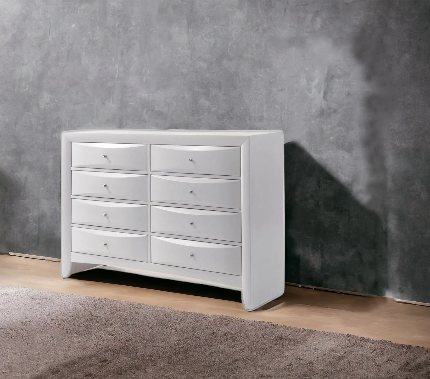 White Solid and Manufactured Wood Eight Drawer Double Dresser By Homeroots - Image 6