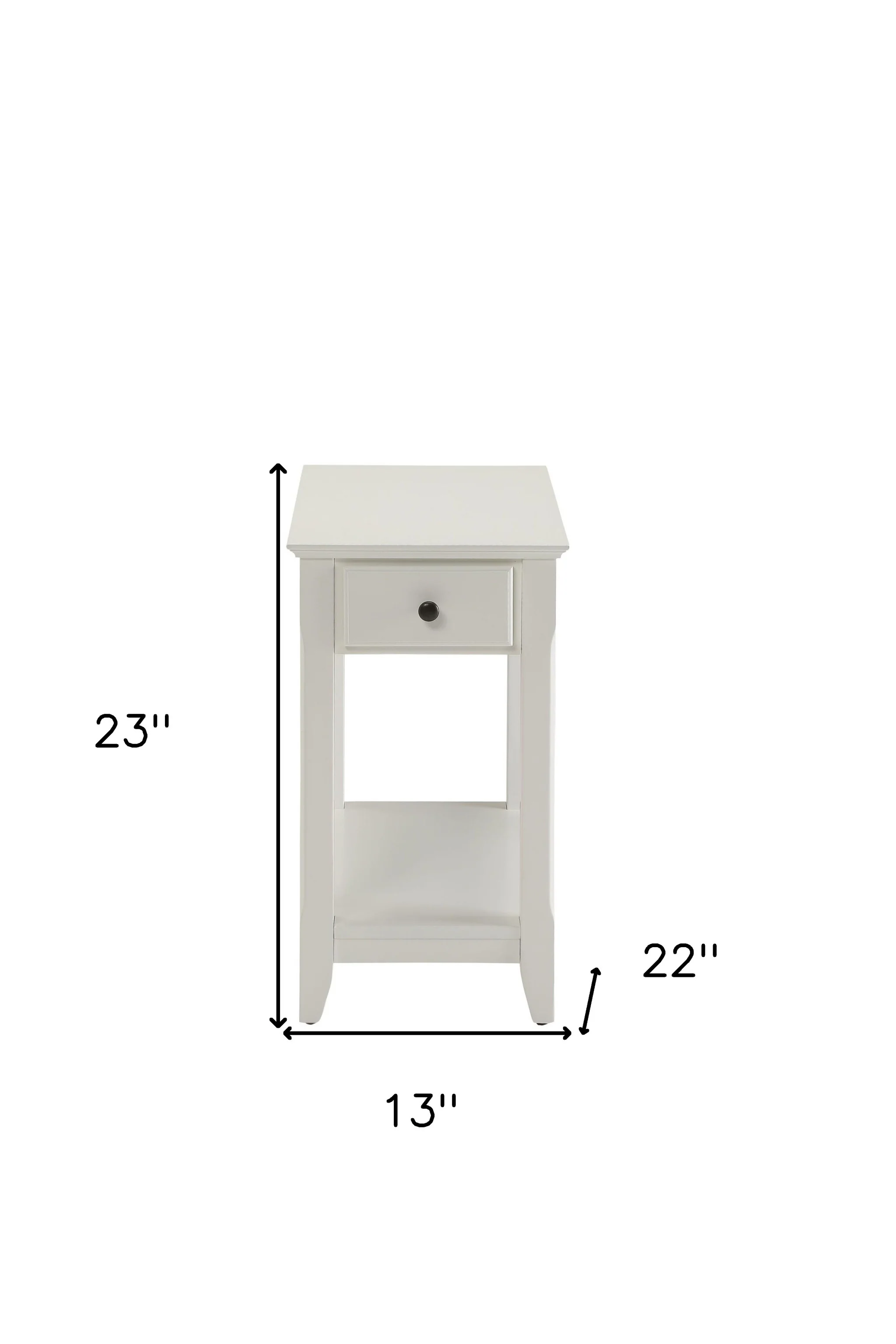 White Solid and Manufactured Wood End Table With Drawer And Shelf By Homeroots - Image 3