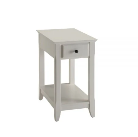 White Solid and Manufactured Wood End Table With Drawer And Shelf By Homeroots - Image 4