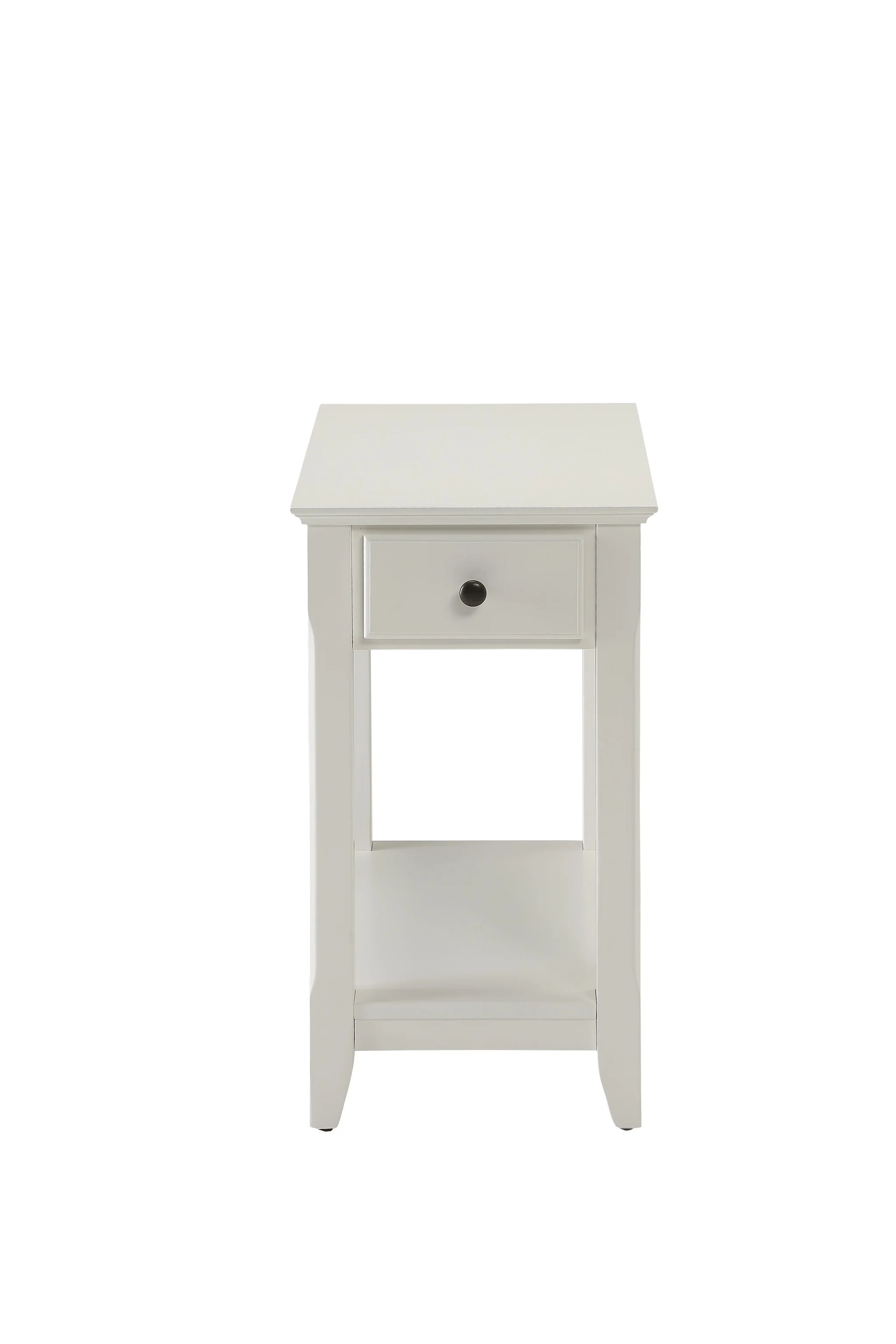 White Solid and Manufactured Wood End Table With Drawer And Shelf By Homeroots - Image 8