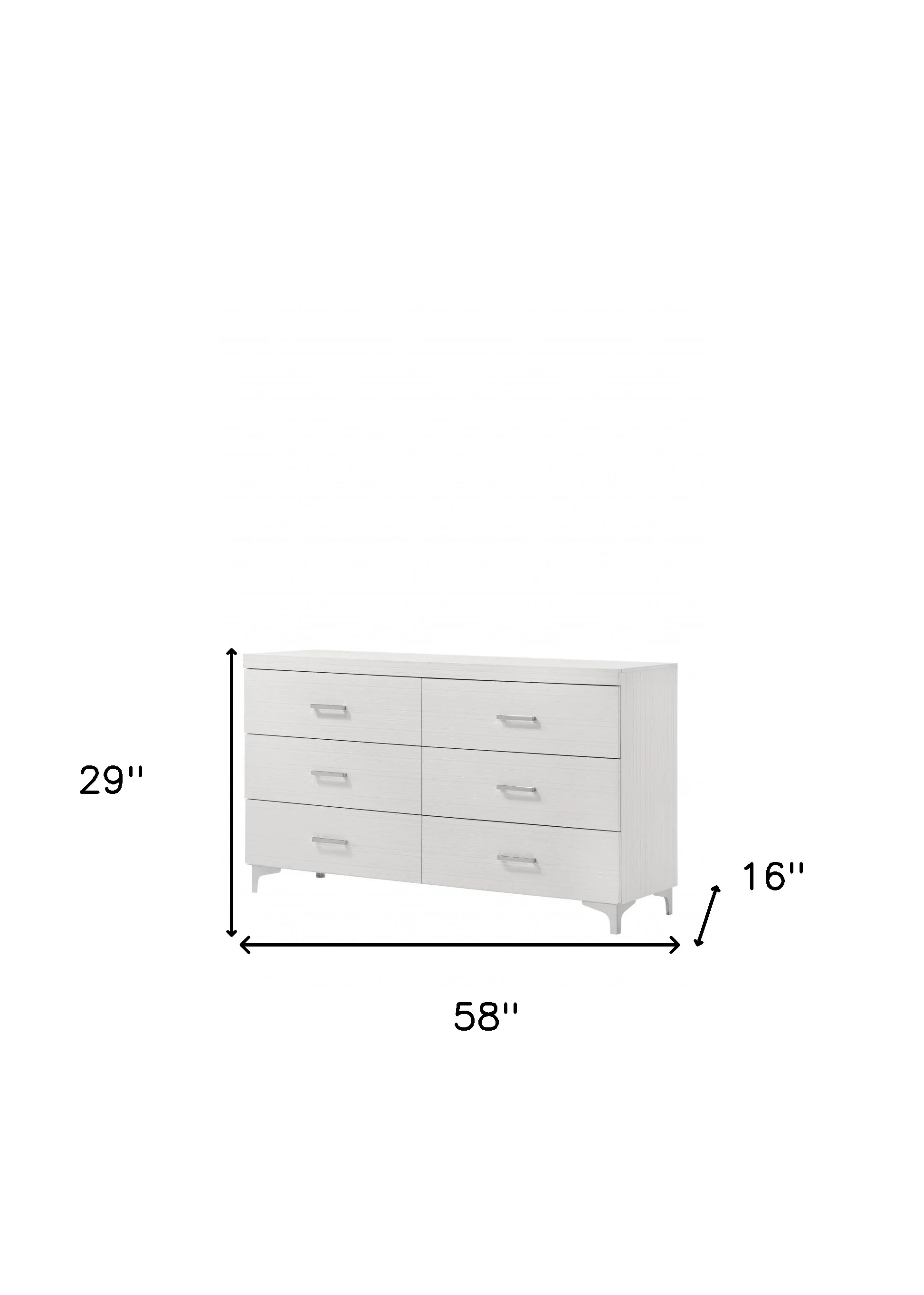 White Solid and Manufactured Wood Six Drawer Double Dresser By Homeroots - Image 3