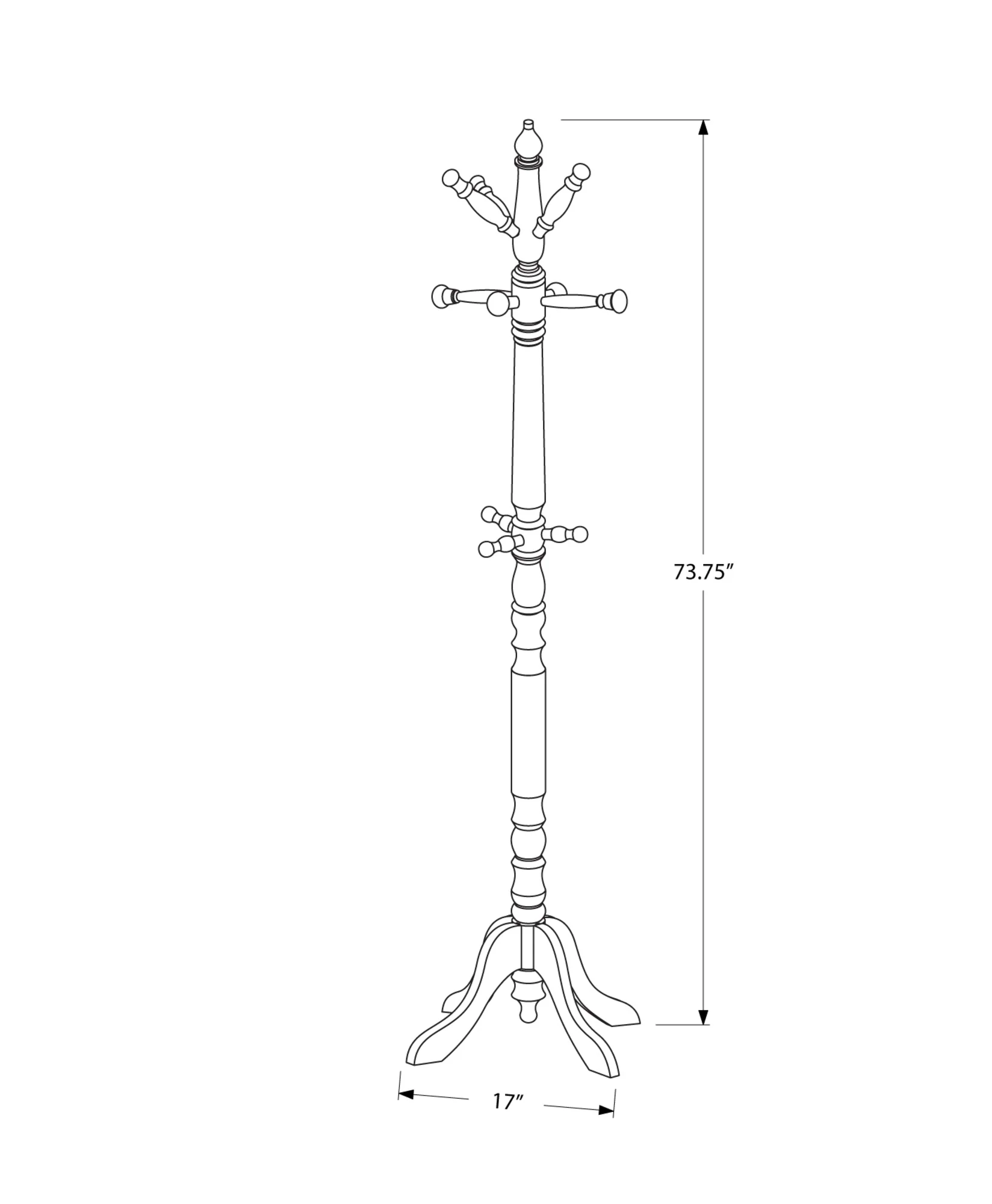 White Solid Wood Coat Rack with Triple Tiered Coat Stand By Homeroots - Image 3