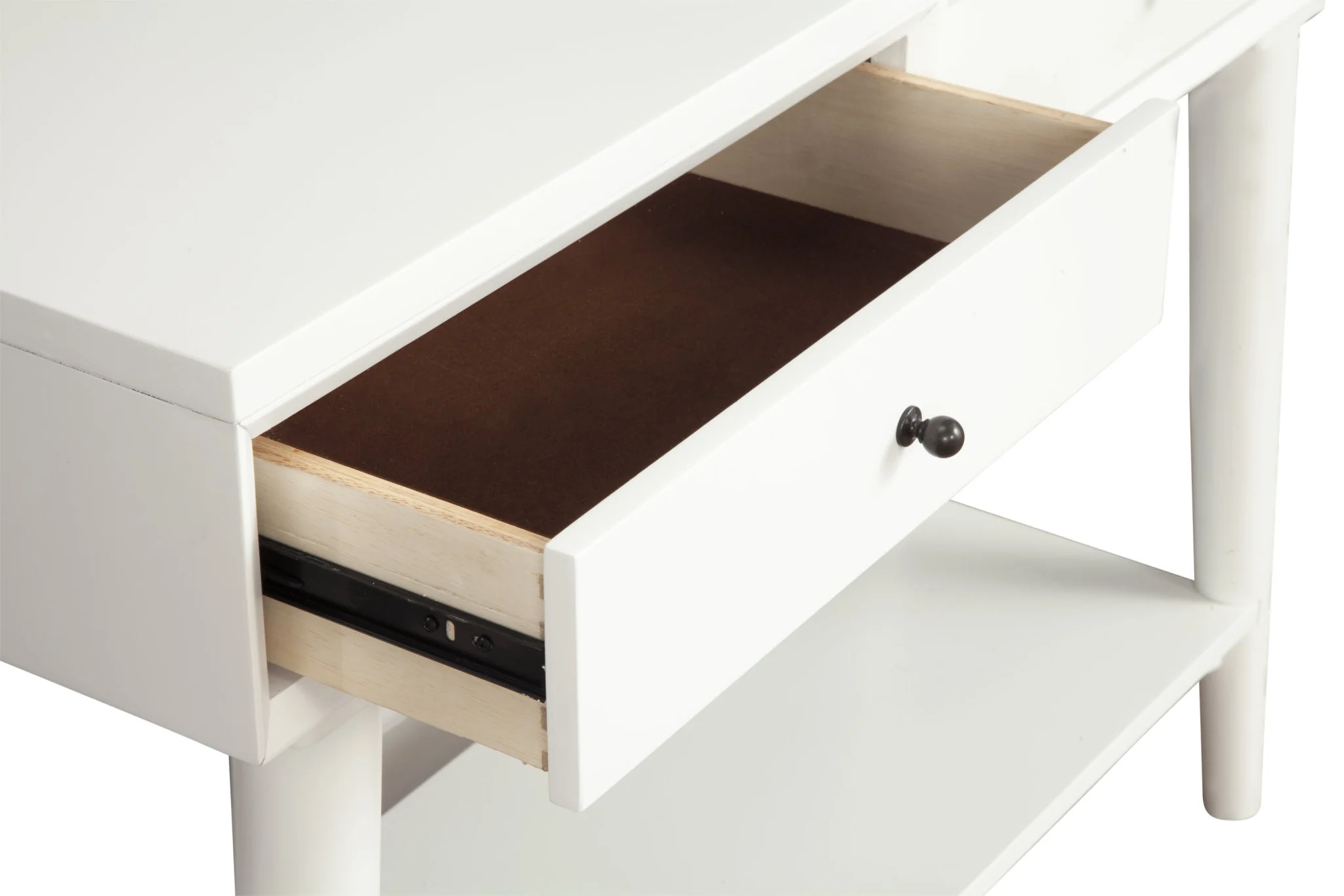 White Solid Wood Console Table With Shelves And Drawers By Homeroots - Image 3
