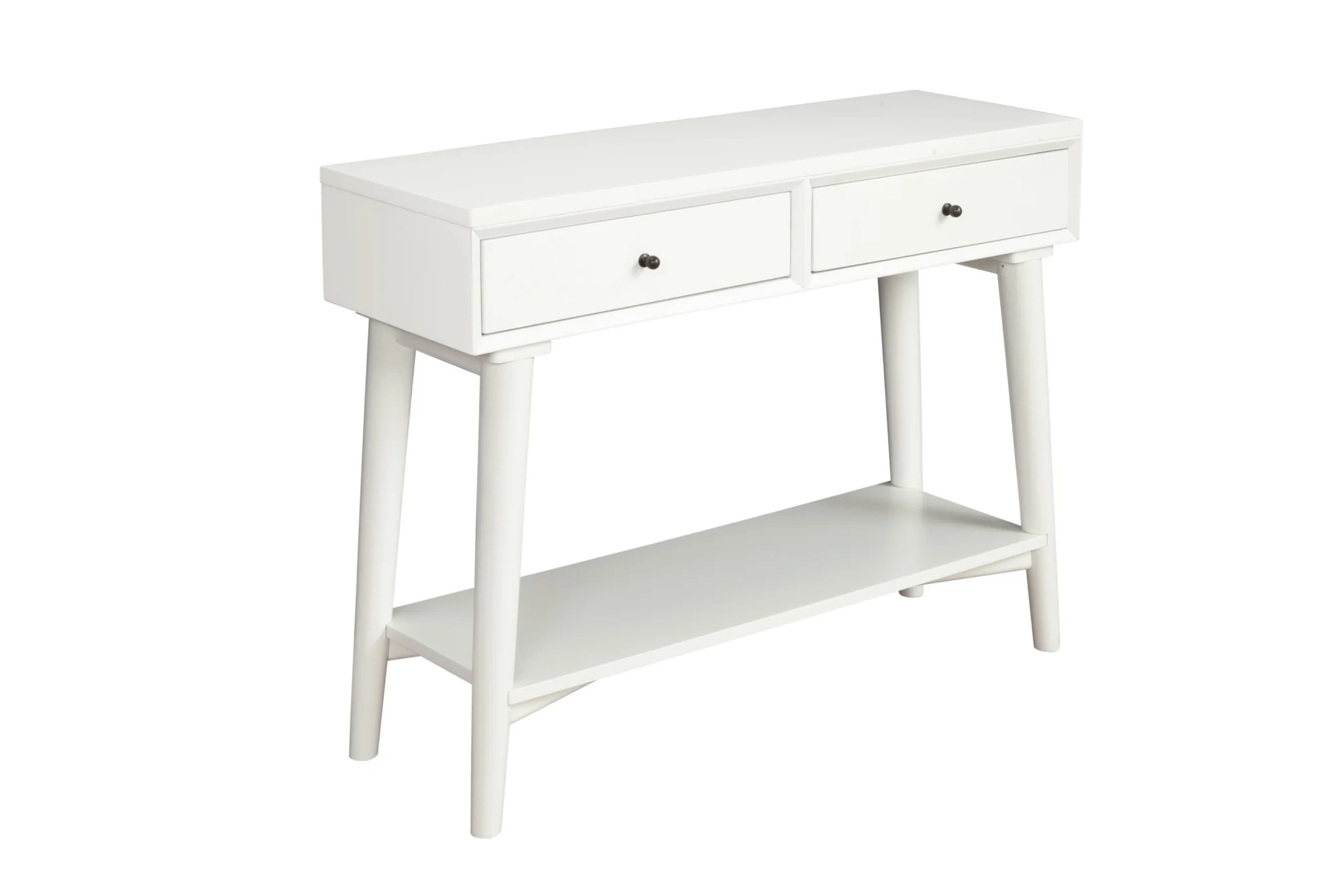 White Solid Wood Console Table With Shelves And Drawers By Homeroots - Image 5