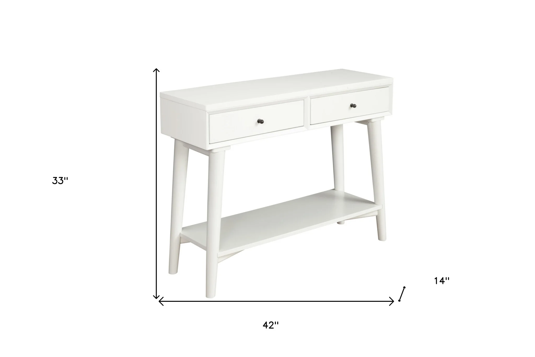 White Solid Wood Console Table With Shelves And Drawers By Homeroots - Image 7
