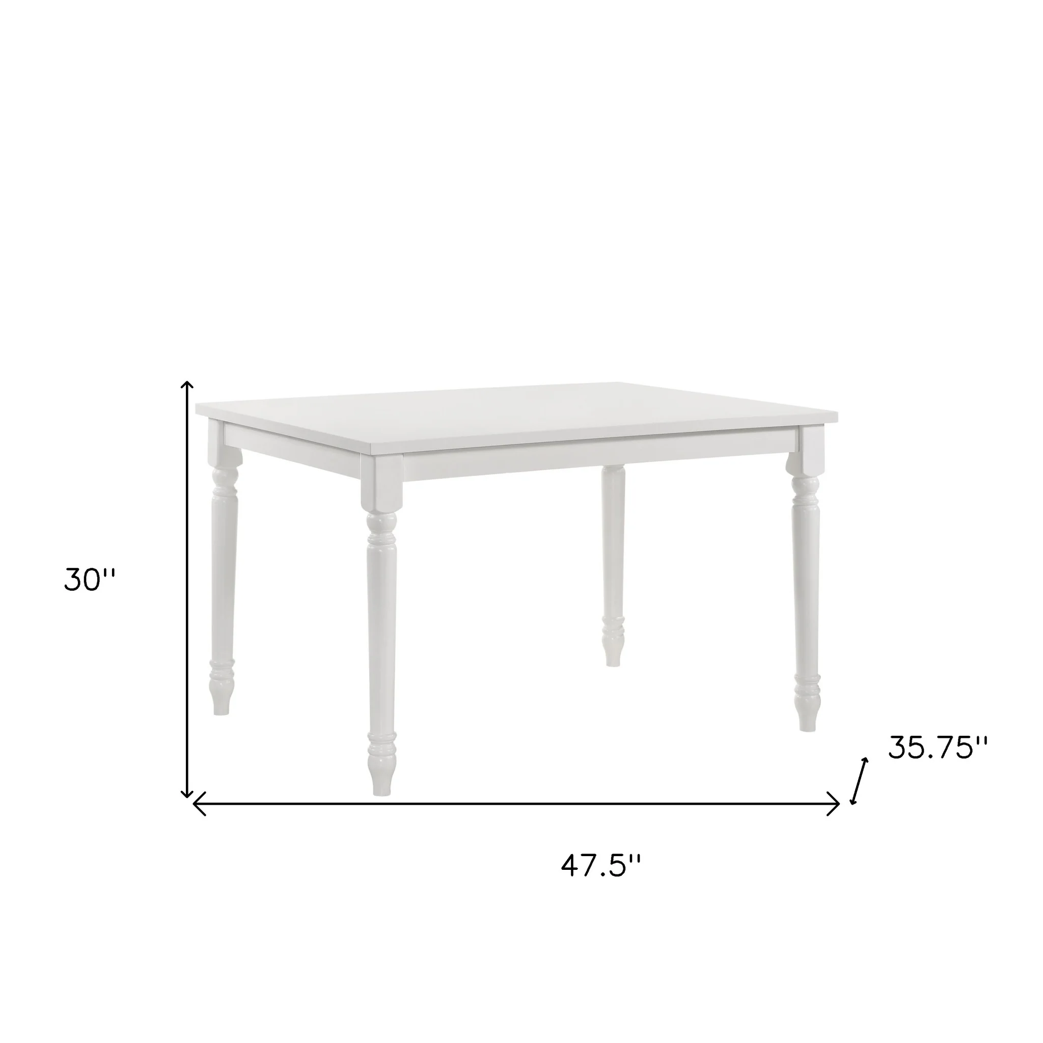 White Solid Wood Dining Table By Homeroots - Image 4