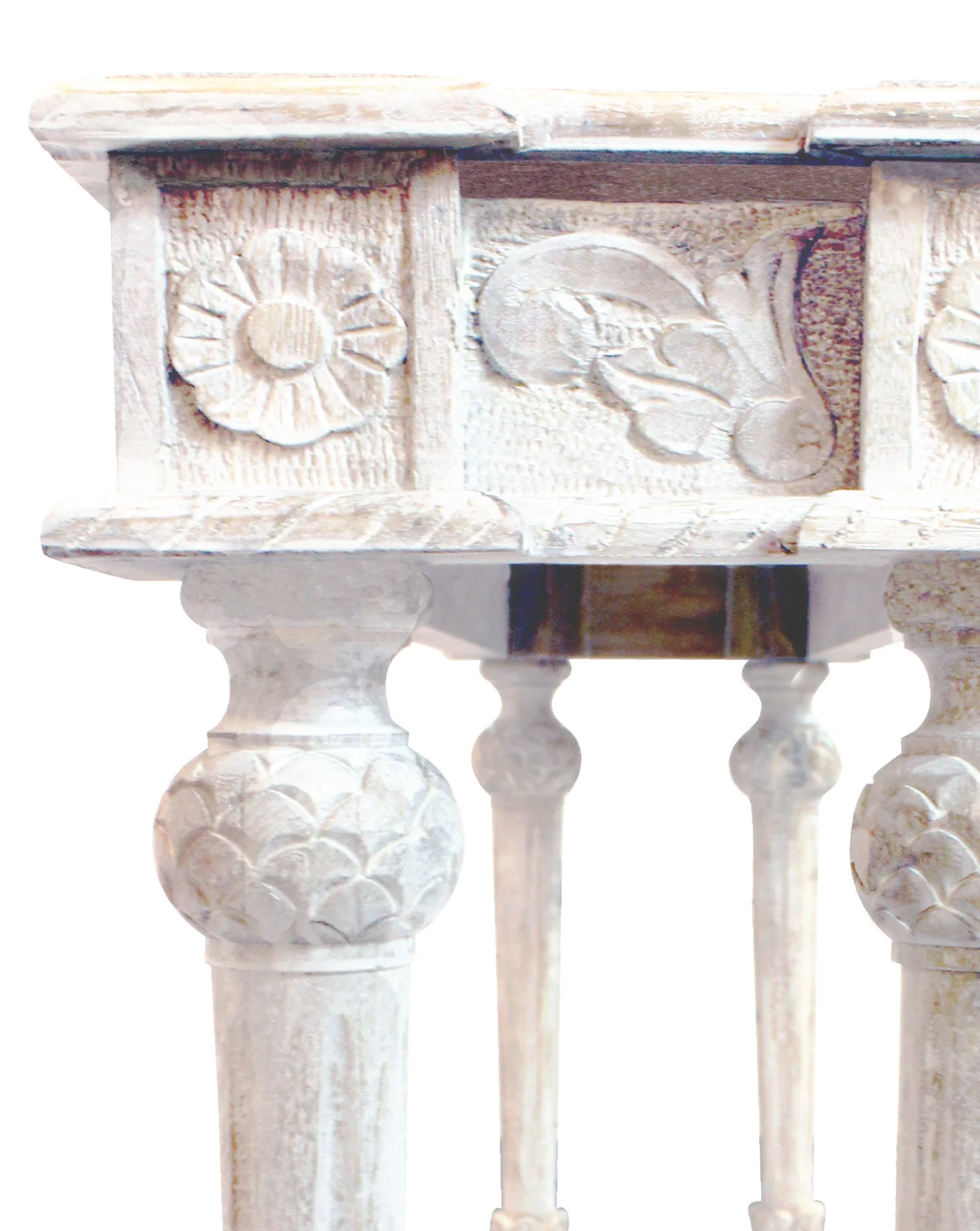 White Solid Wood Distressed Console Table By Homeroots - Image 5