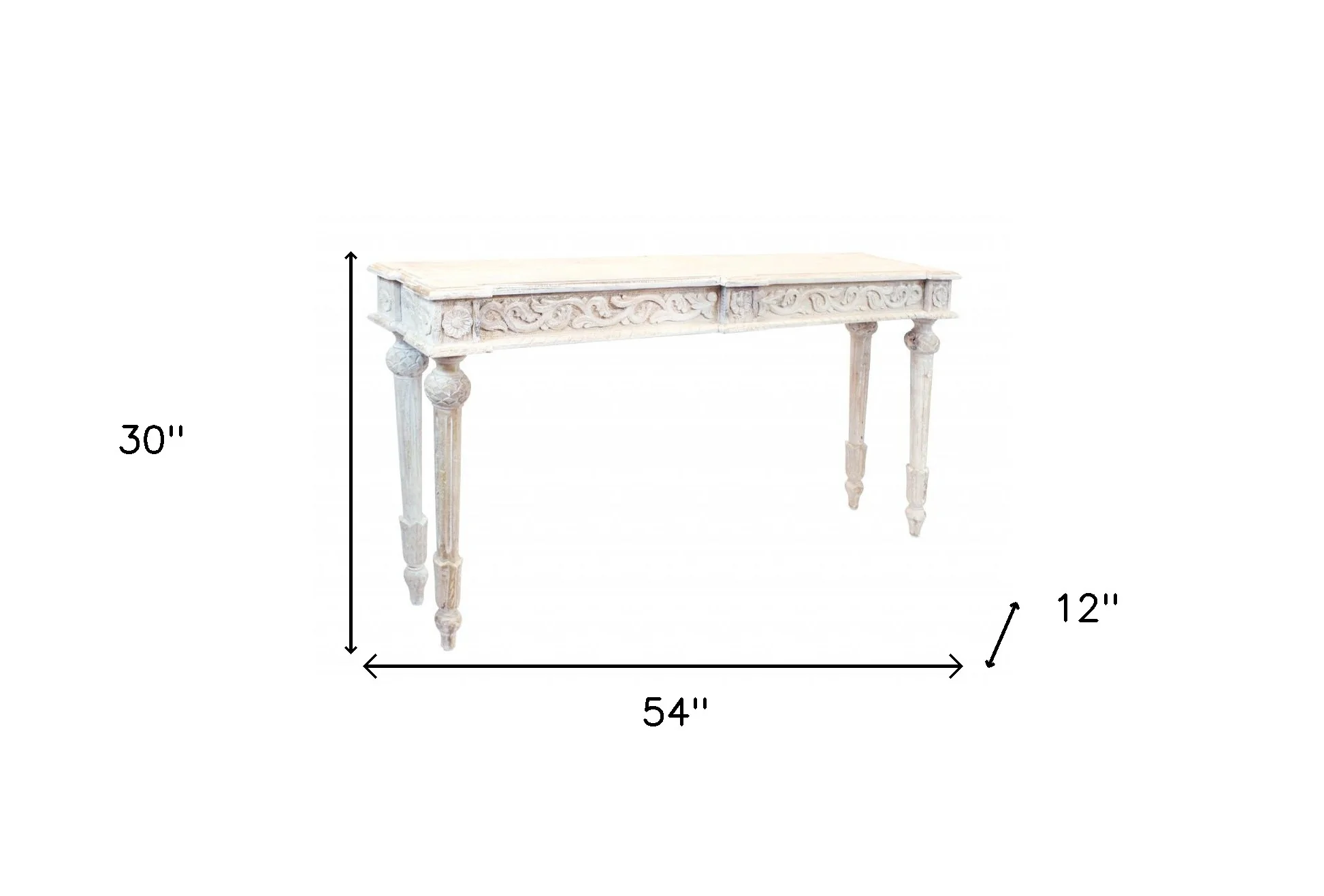 White Solid Wood Distressed Console Table By Homeroots - Image 7