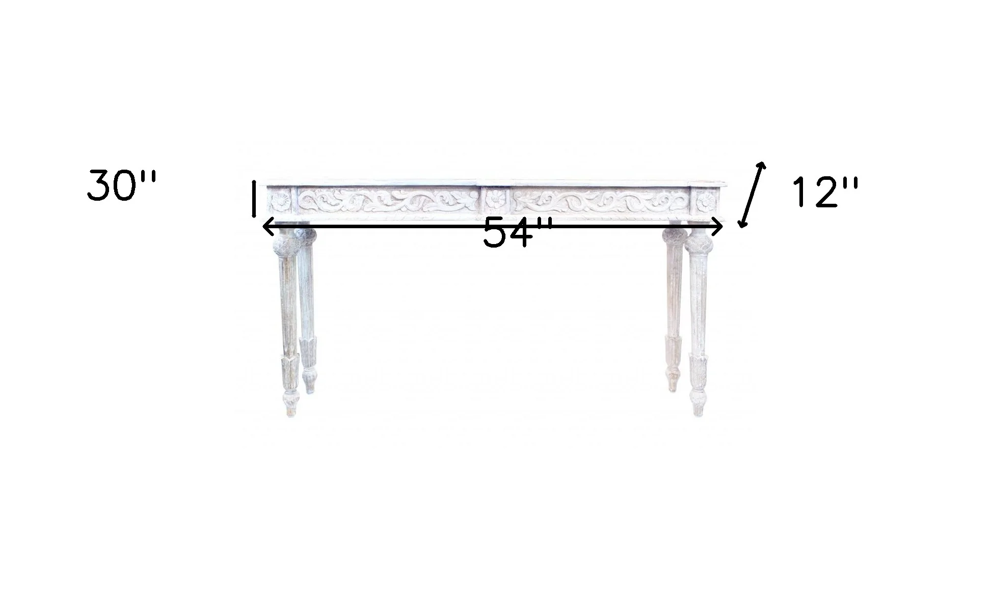 White Solid Wood Distressed Console Table By Homeroots - Image 8