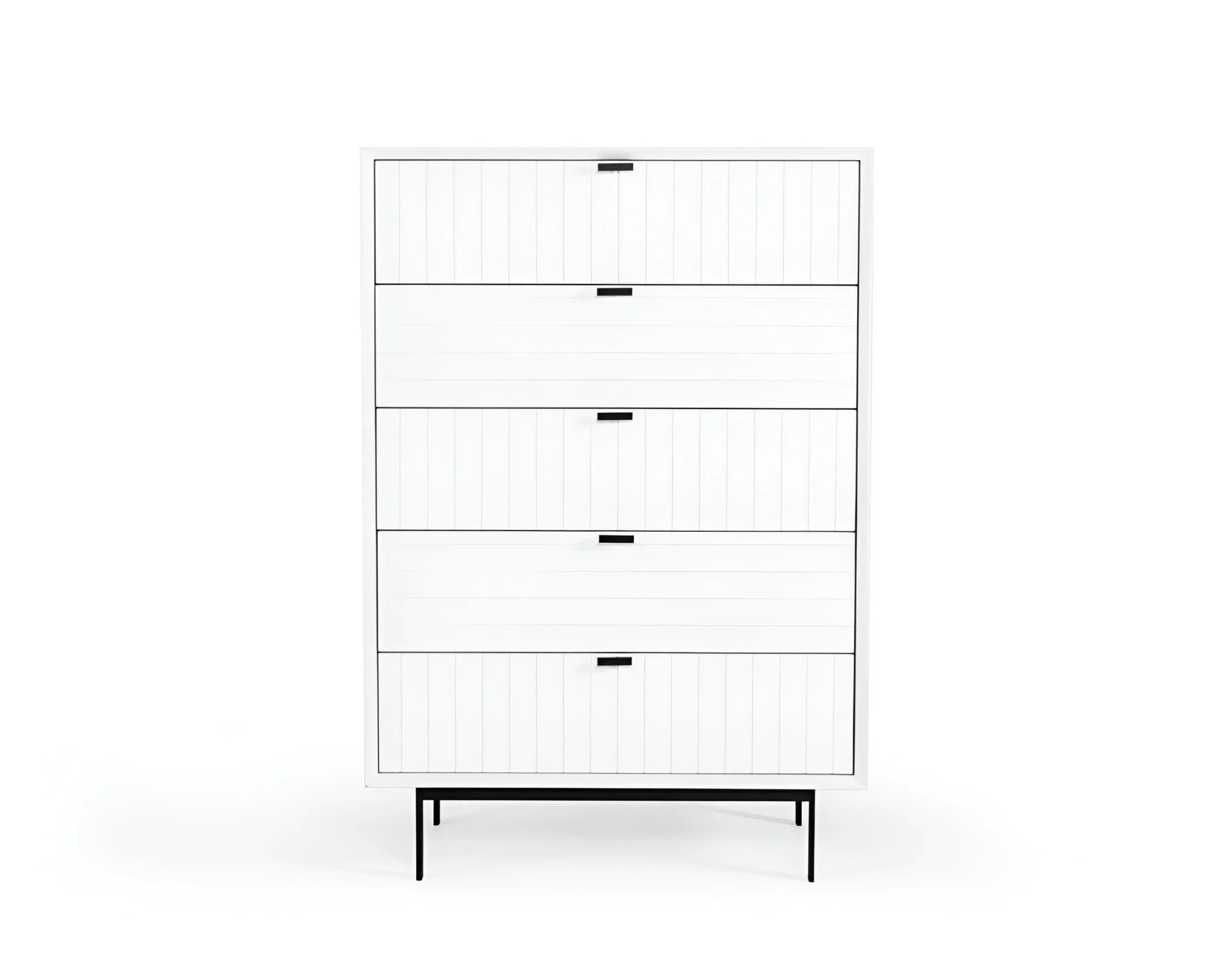 White Solid Wood Five Drawer Chest By Homeroots - Image 2
