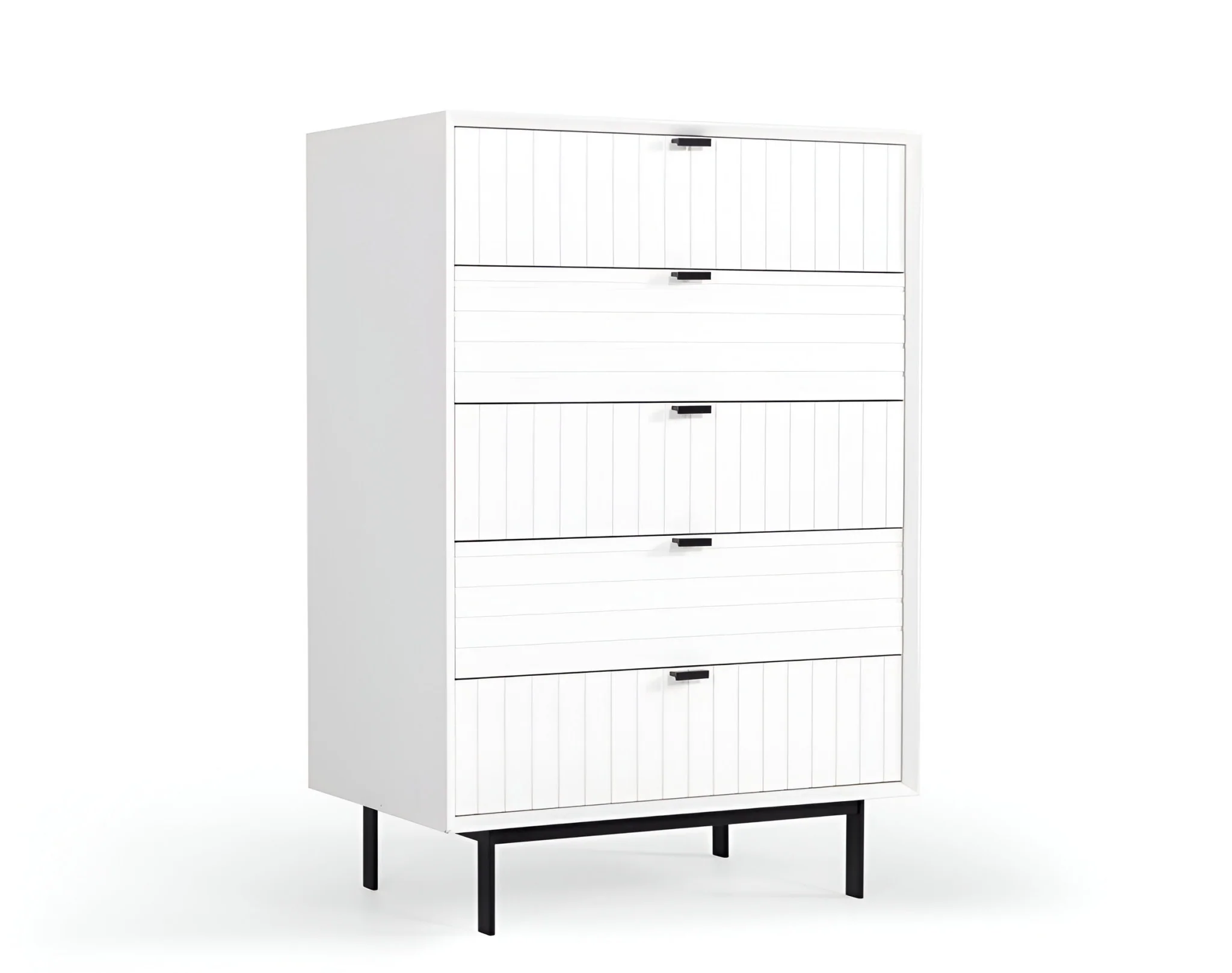 White Solid Wood Five Drawer Chest By Homeroots - Image 3