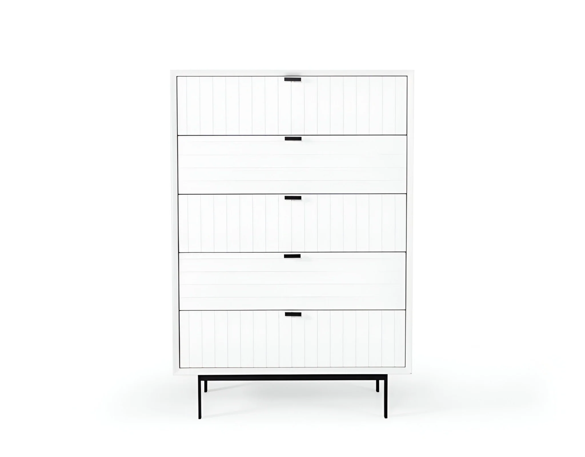White Solid Wood Five Drawer Chest By Homeroots - Image 5