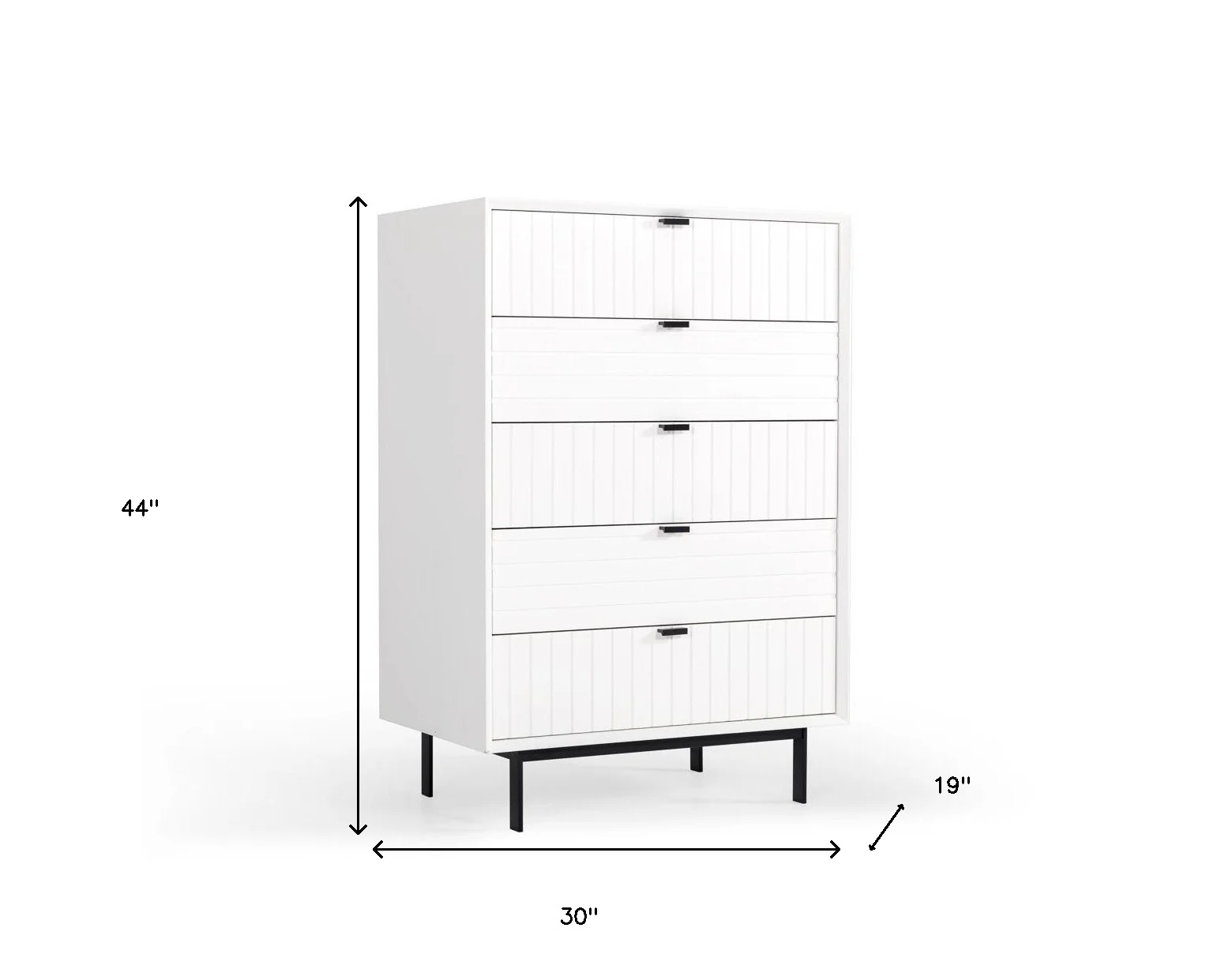 White Solid Wood Five Drawer Chest By Homeroots - Image 6
