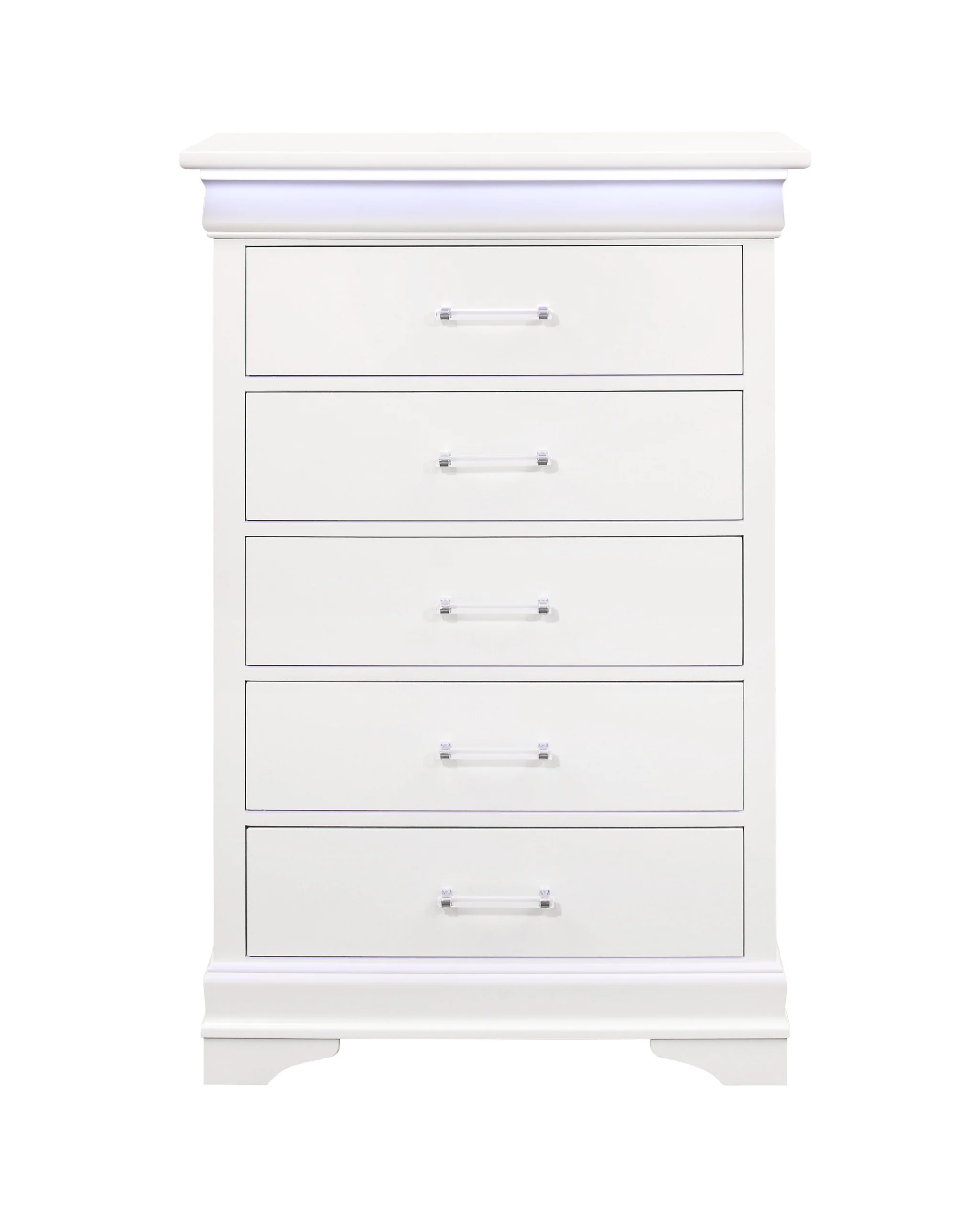 White Solid Wood Five Drawer Chest with LED Lighting By Homeroots - Image 3