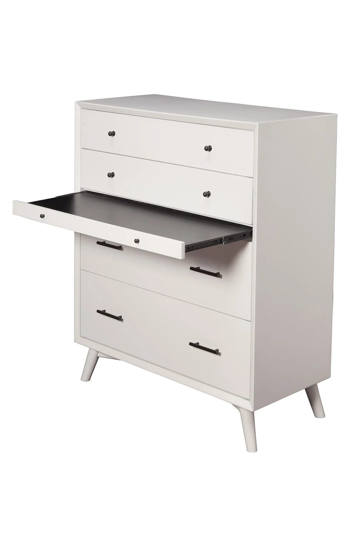 White Solid Wood Four Drawer Chest By Homeroots - Image 2