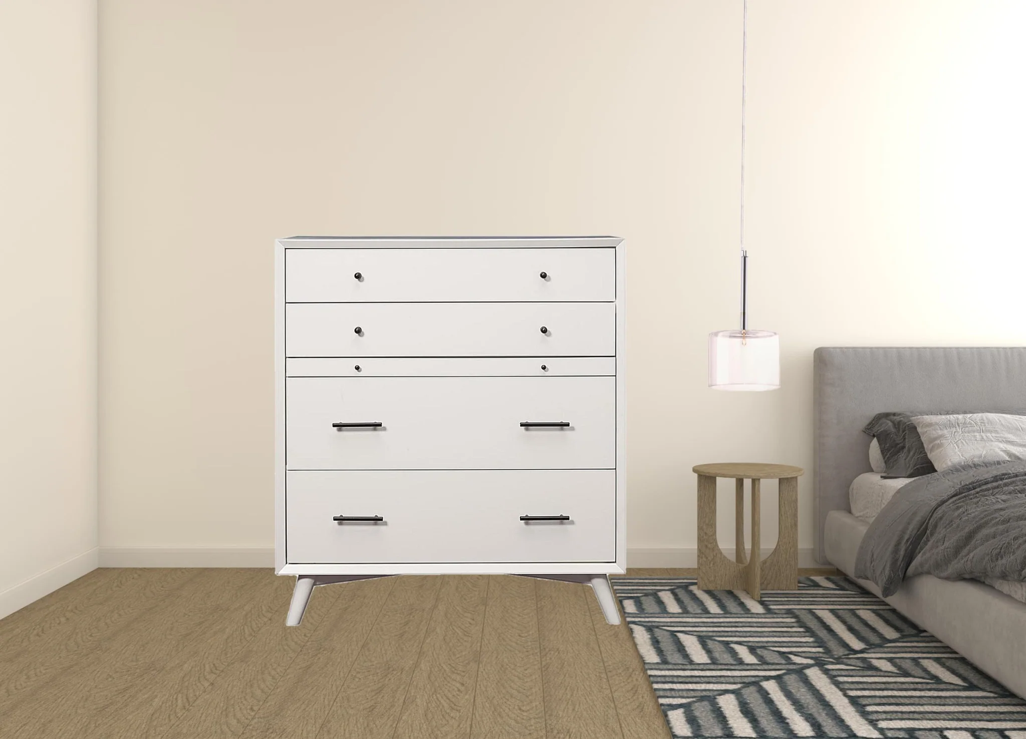 White Solid Wood Four Drawer Chest By Homeroots - Image 3
