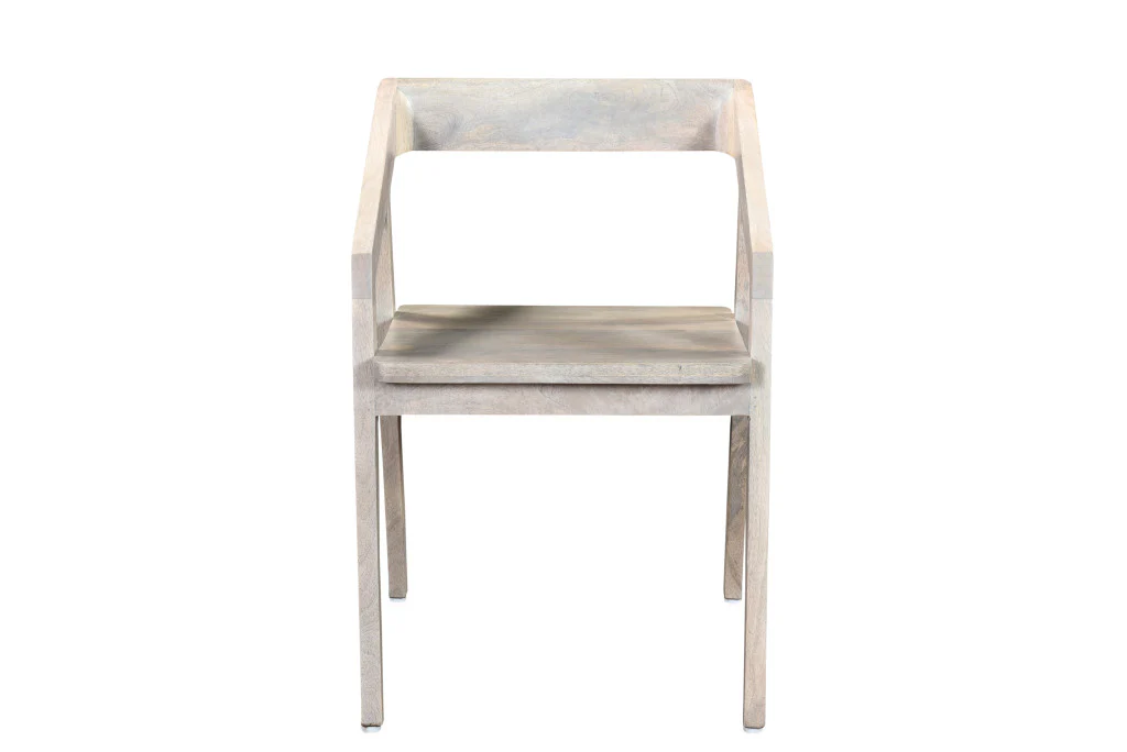 White Solid Wood Open Back Dining Arm Chair By Homeroots - Image 5