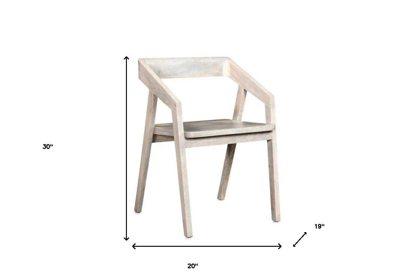 White Solid Wood Open Back Dining Arm Chair By Homeroots - Image 6