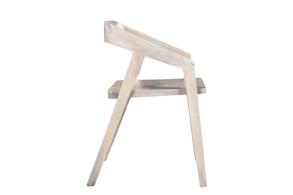 White Solid Wood Open Back Dining Arm Chair By Homeroots - Image 7