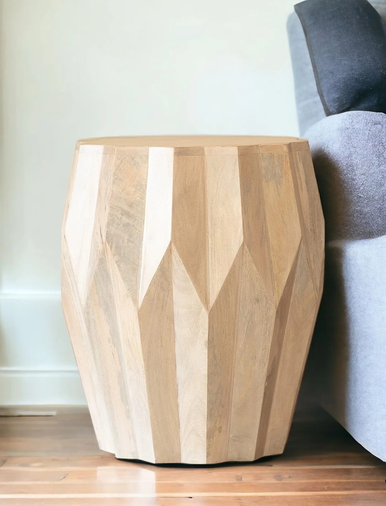 White Solid Wood Round End Table By Homeroots - Image 2