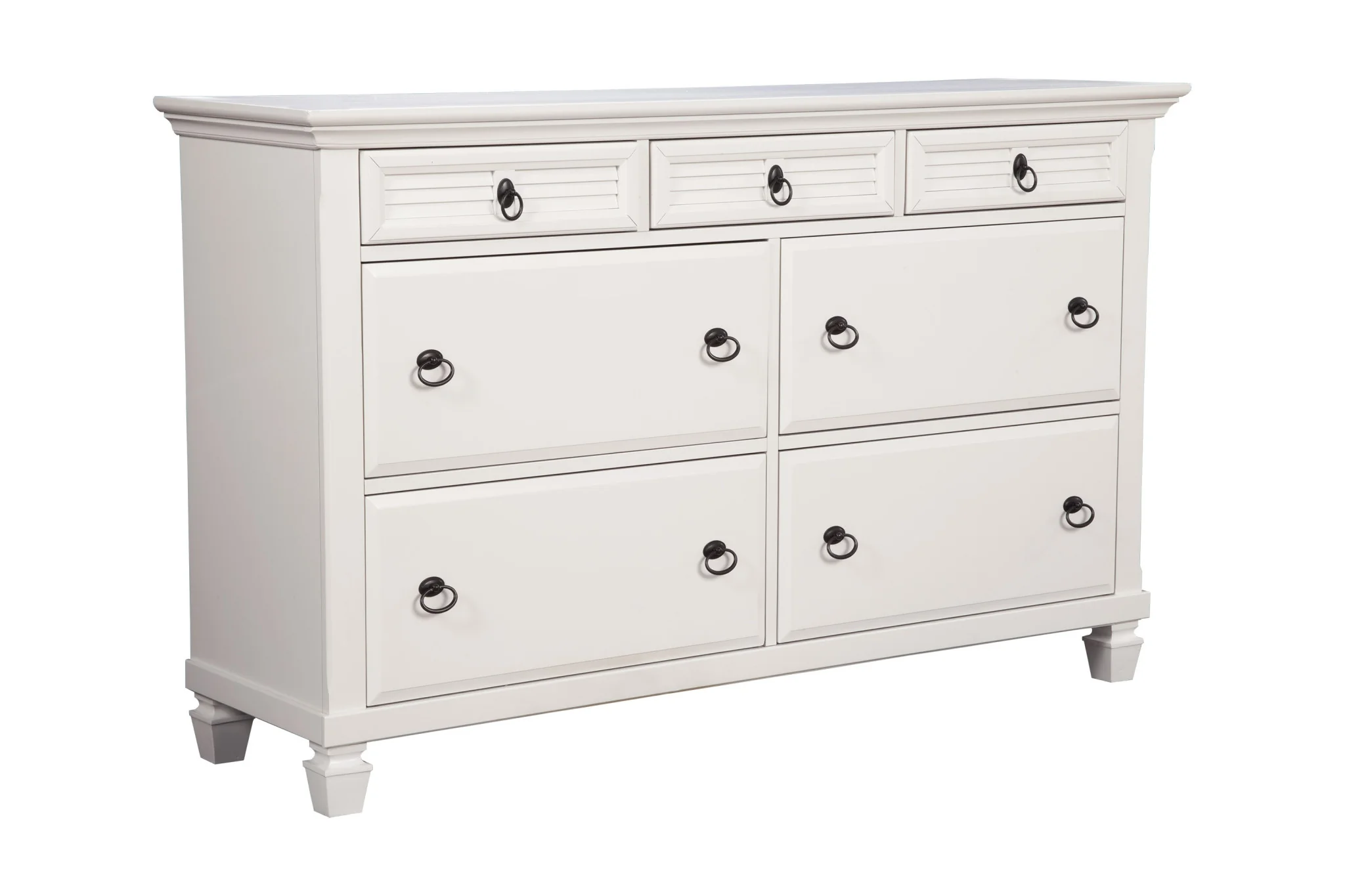 White Solid Wood Seven Drawer Double Dresser By Homeroots - Image 5