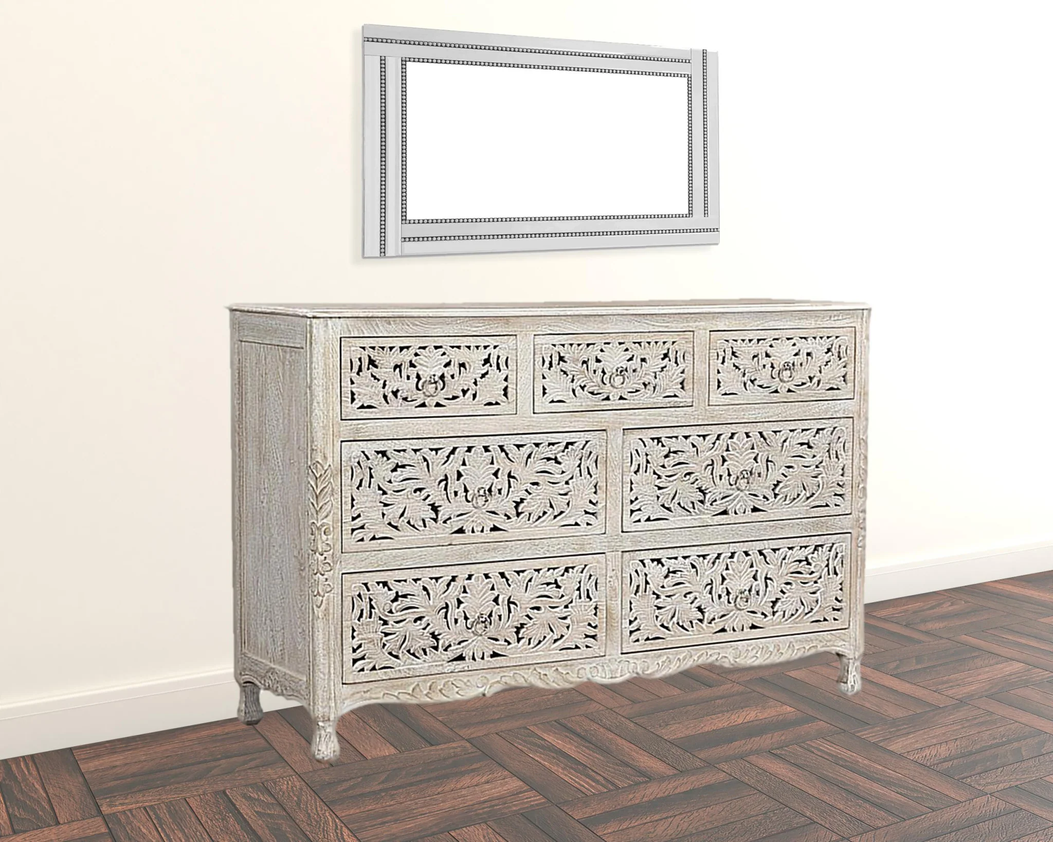 White Solid Wood Seven Drawer Dresser By Homeroots - Image 4