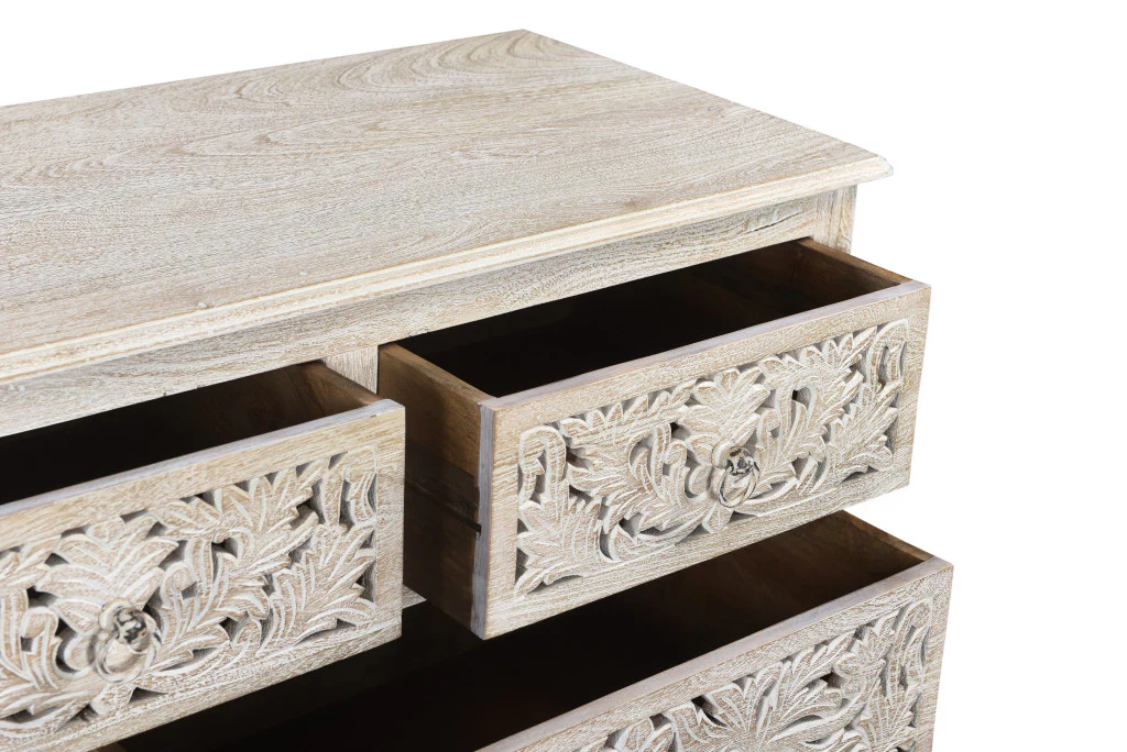 White Solid Wood Seven Drawer Dresser By Homeroots - Image 6
