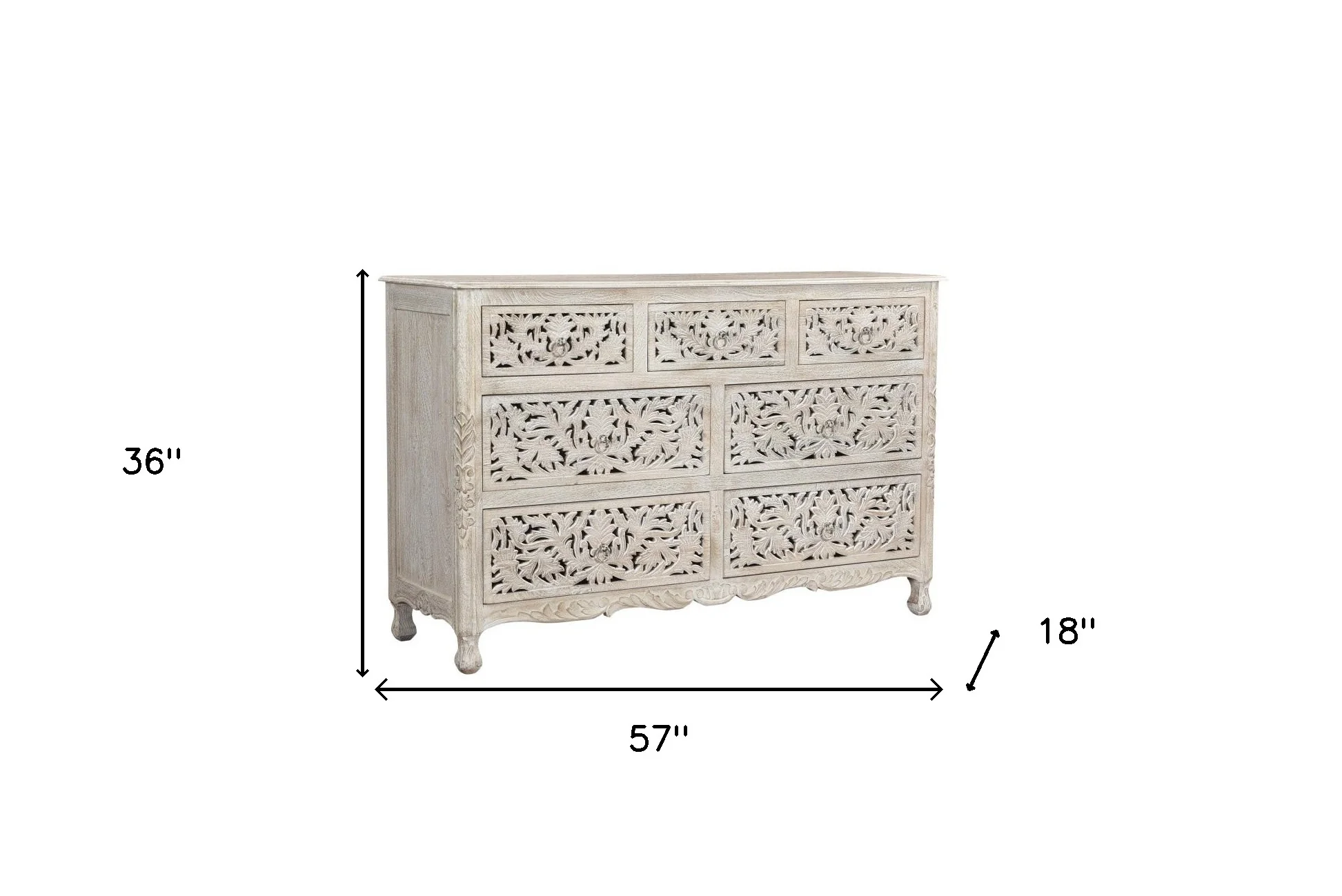 White Solid Wood Seven Drawer Dresser By Homeroots - Image 8
