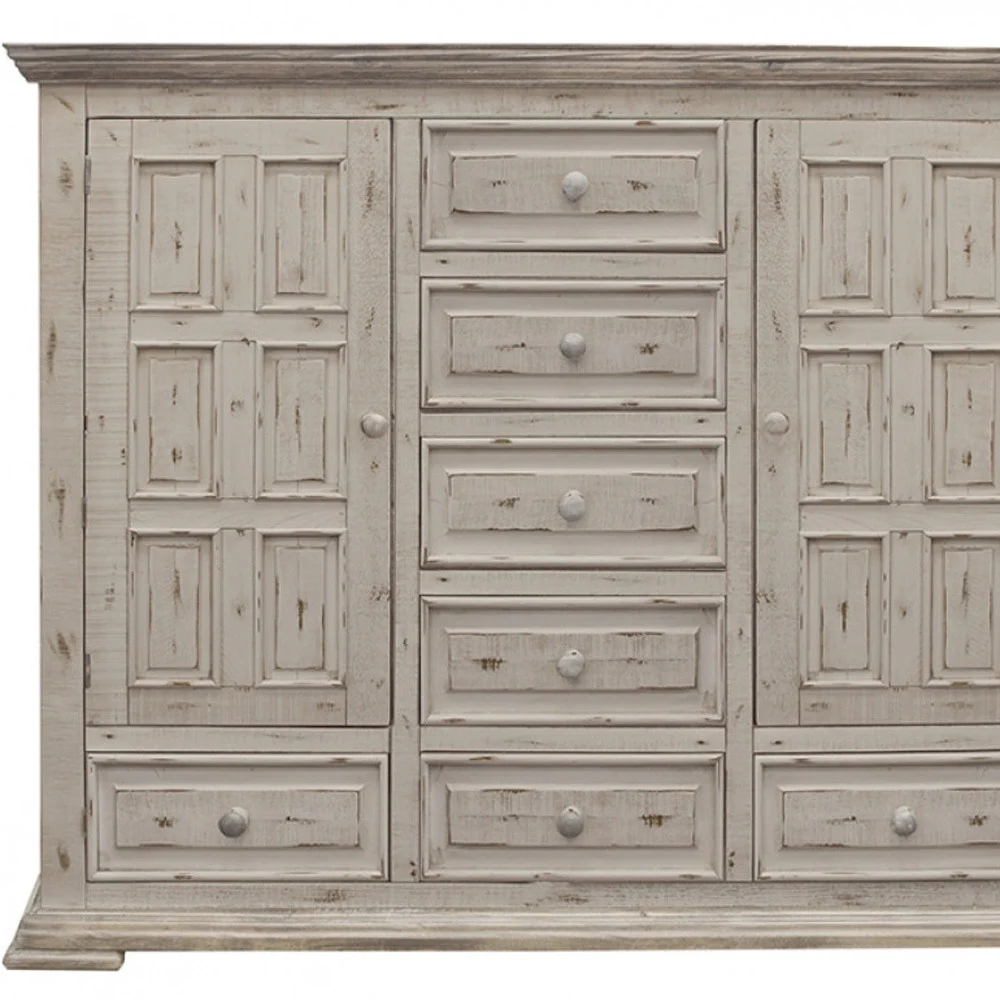 White Solid Wood Seven Drawer Gentlemans Chest By Homeroots - Image 2