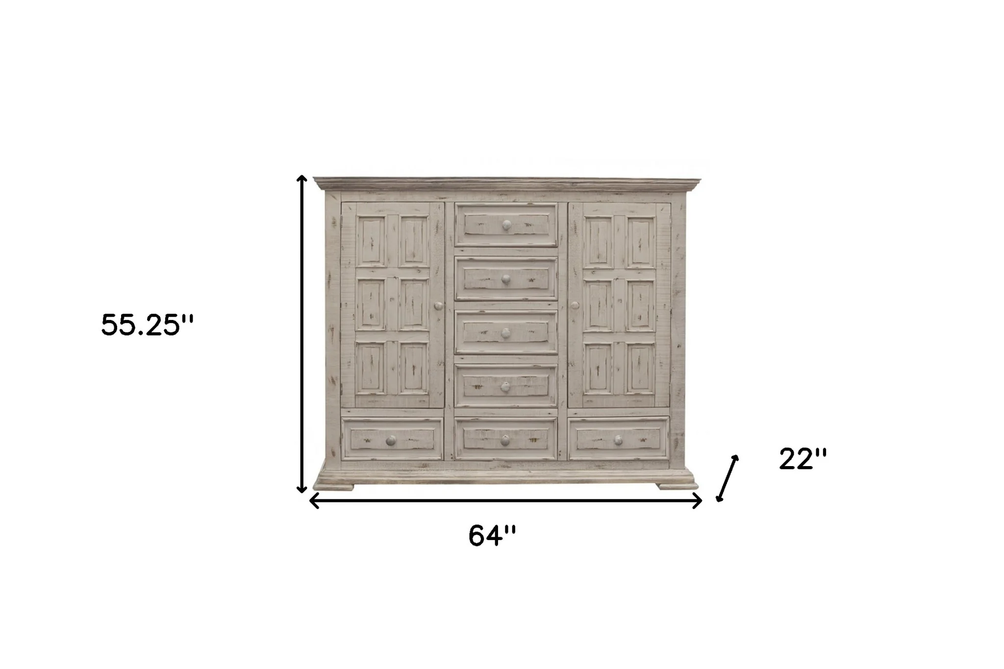 White Solid Wood Seven Drawer Gentlemans Chest By Homeroots - Image 5