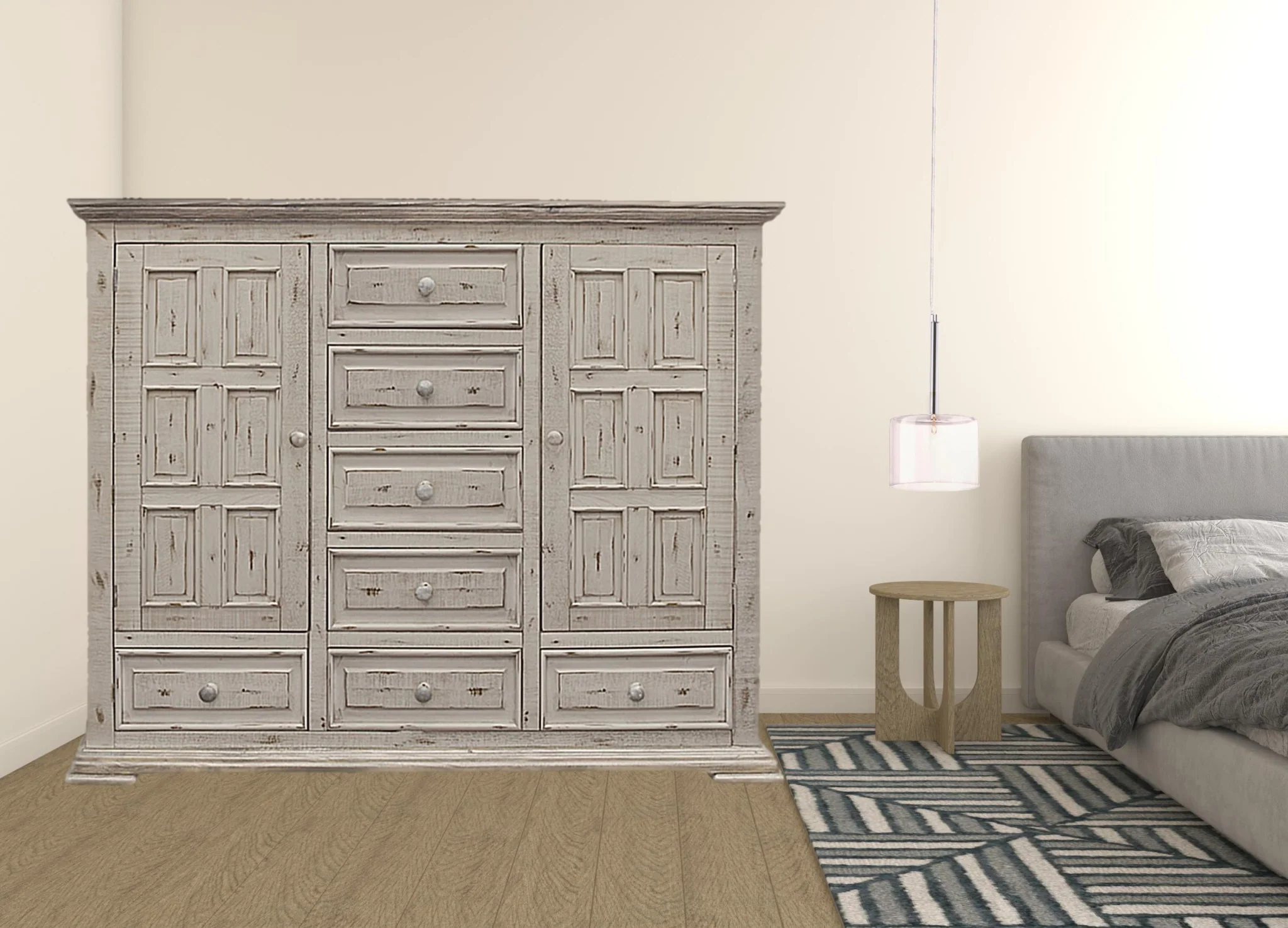 White Solid Wood Seven Drawer Gentlemans Chest By Homeroots - Image 6